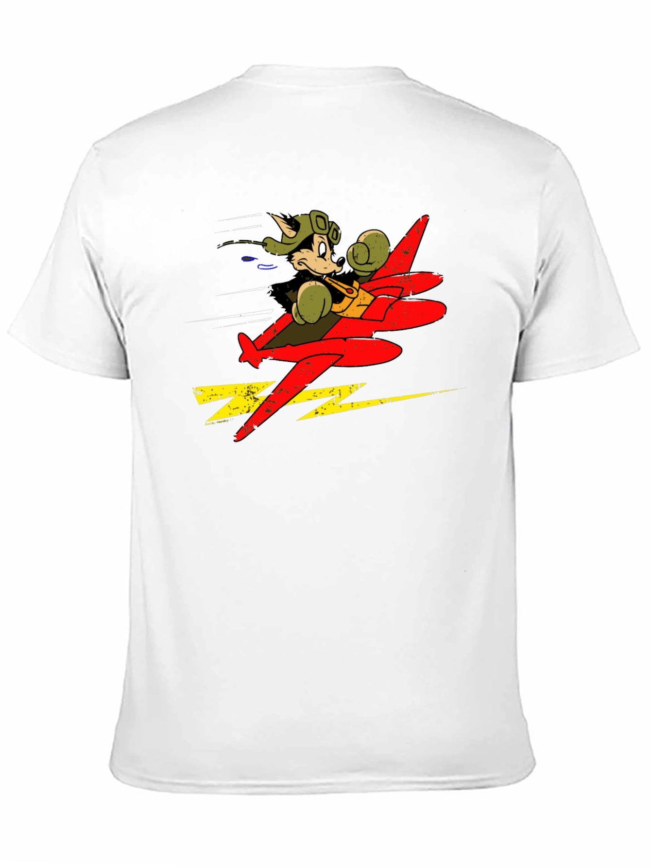 Cartoon Pilot Plane Graphic Black T-Shirt