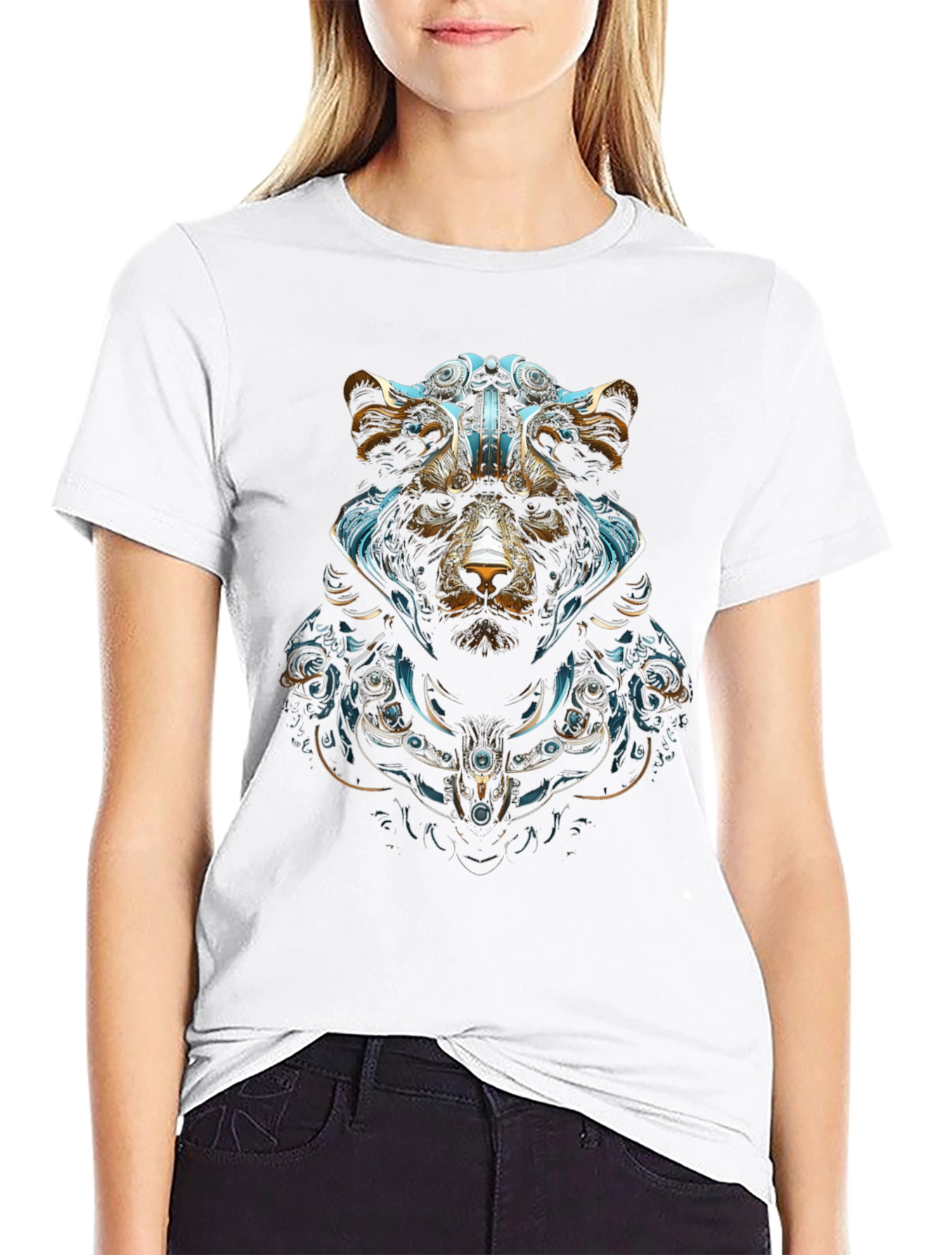 Cyberpunk Bear Graphic Tee - Black Cotton Blend