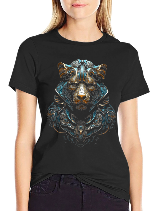 Cyberpunk Bear Graphic Tee - Black Cotton Blend