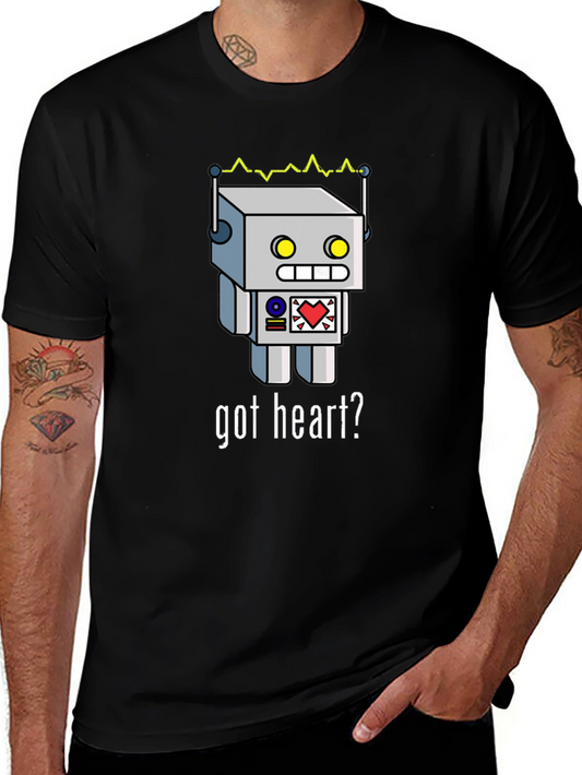 Got Heart? Robot Graphic Black T-Shirt