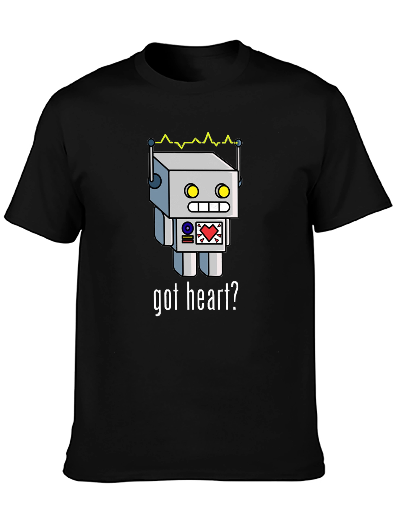 Got Heart? Robot Graphic Black T-Shirt