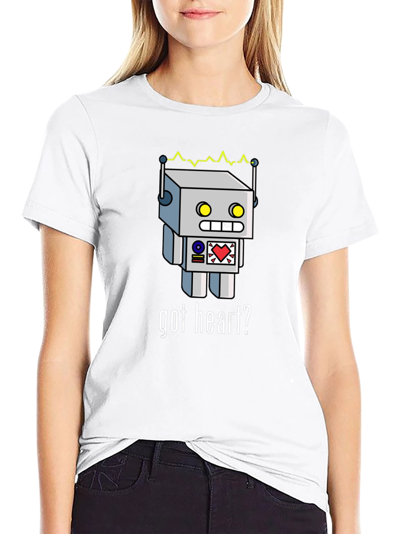 Got Heart? Robot Graphic Black T-Shirt