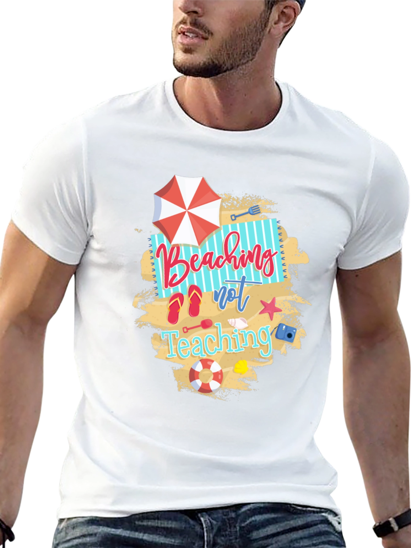 Beaching Not Teaching Graphic T-Shirt