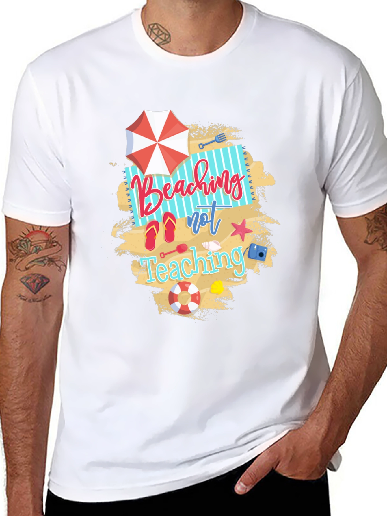 Beaching Not Teaching Graphic T-Shirt