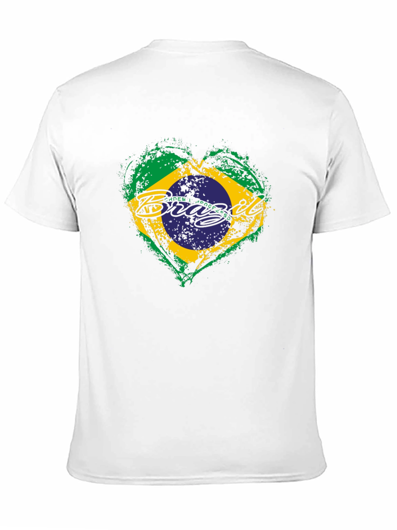 Brazil Flag Heart Black T-Shirt