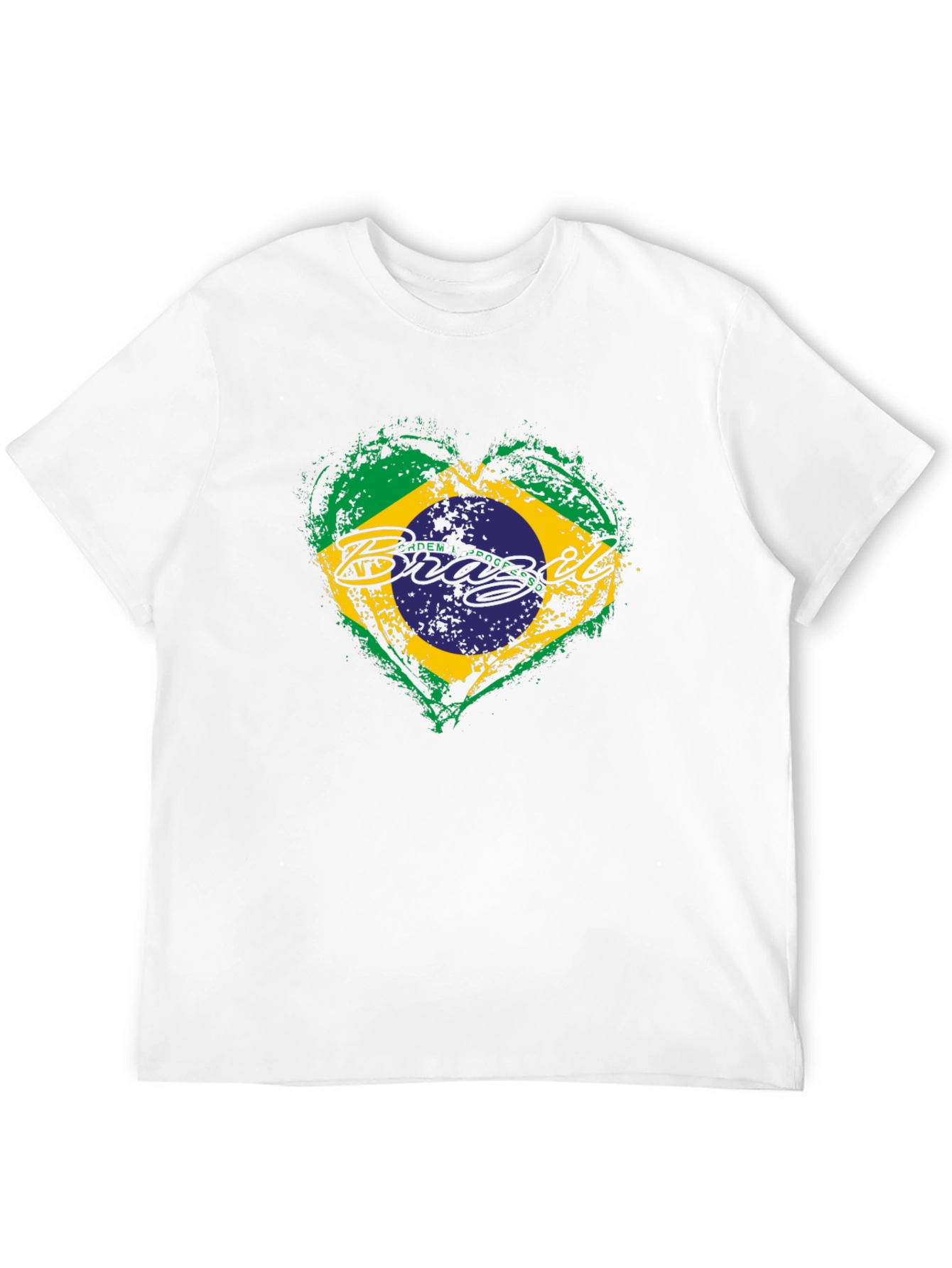 Brazil Flag Heart Black T-Shirt