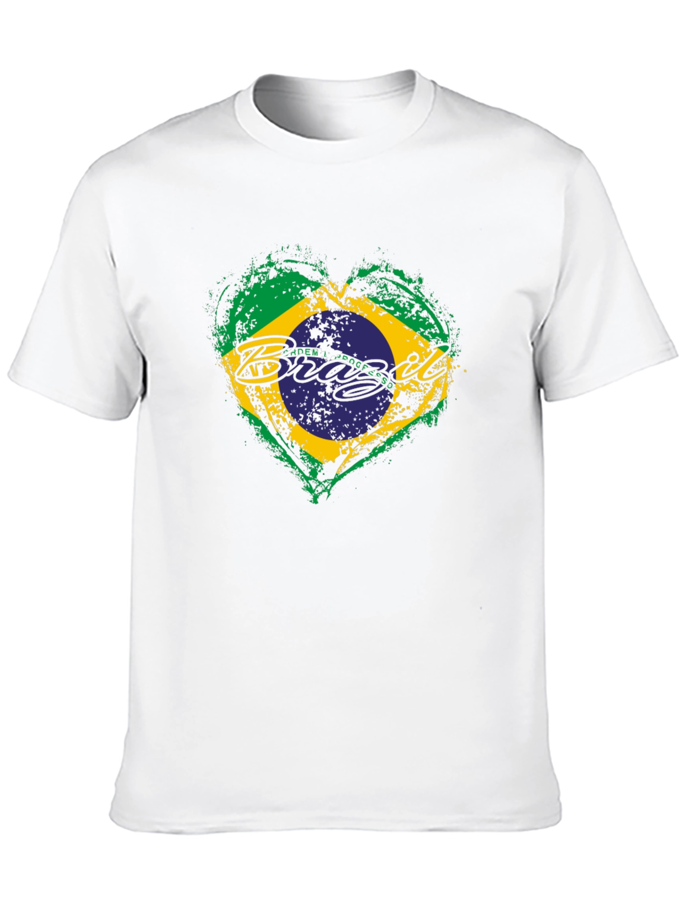 Brazil Flag Heart Black T-Shirt