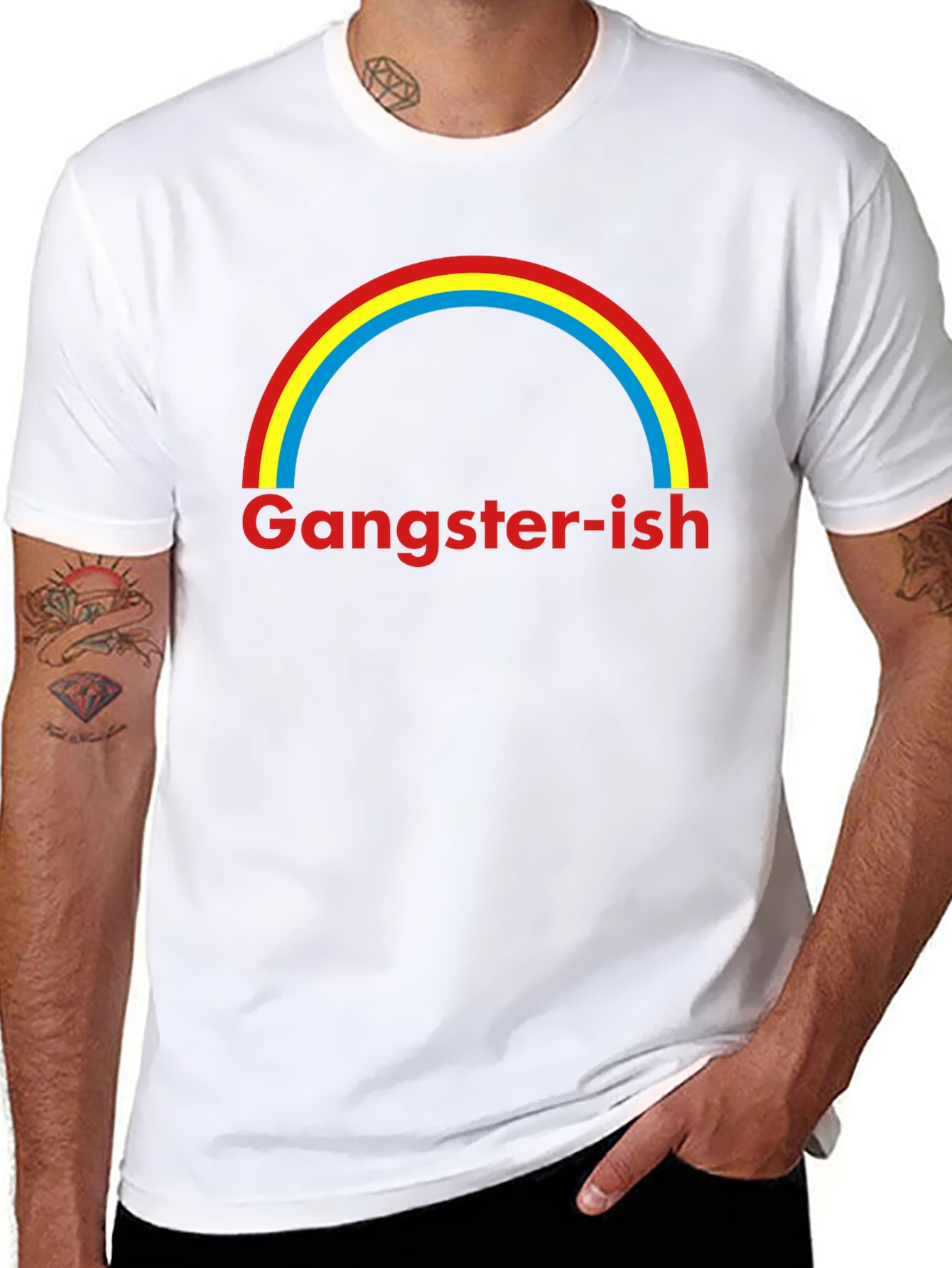 Gangster-ish Rainbow Graphic Tee - Trendy Style