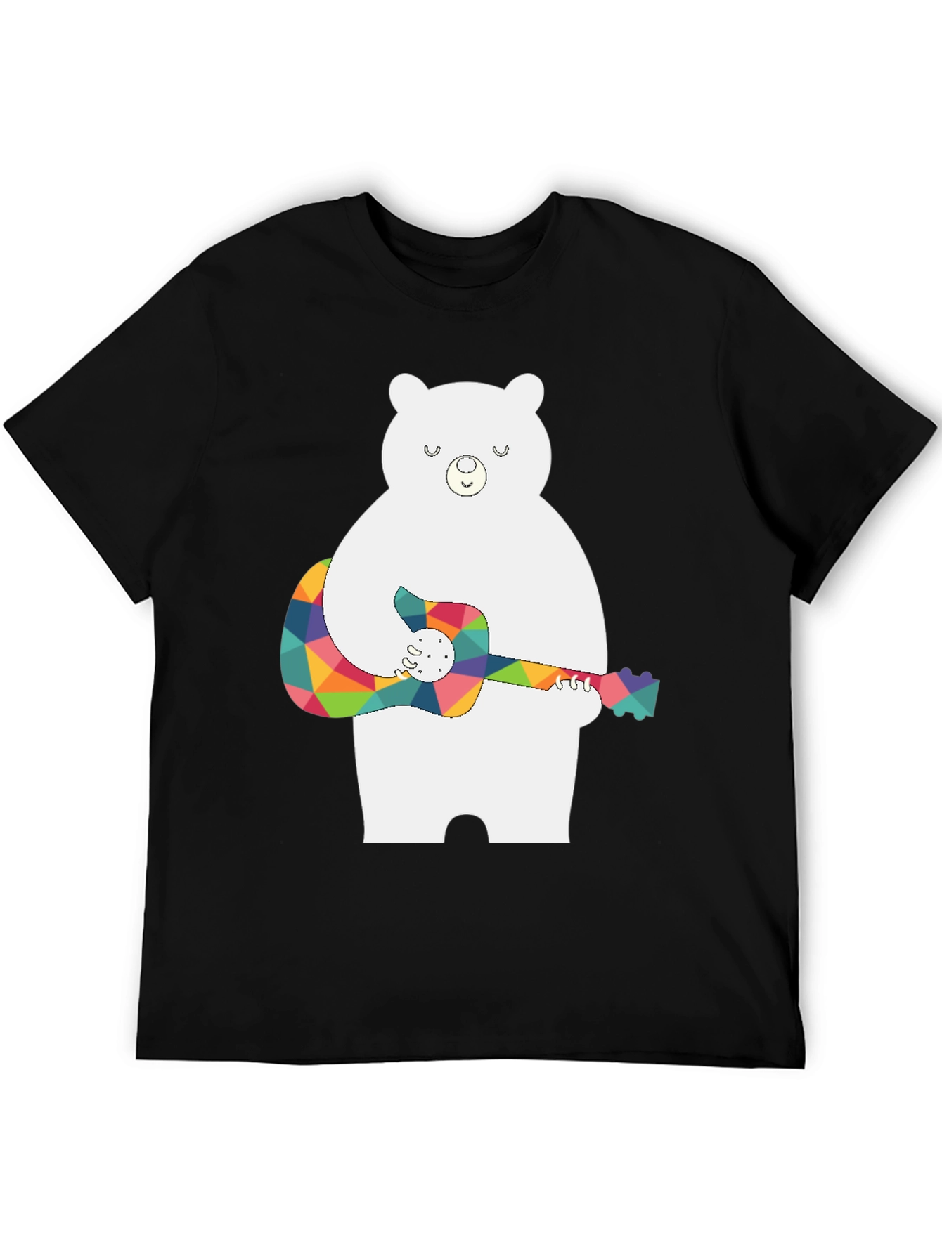 Bear Playing Guitar Black T-Shirt