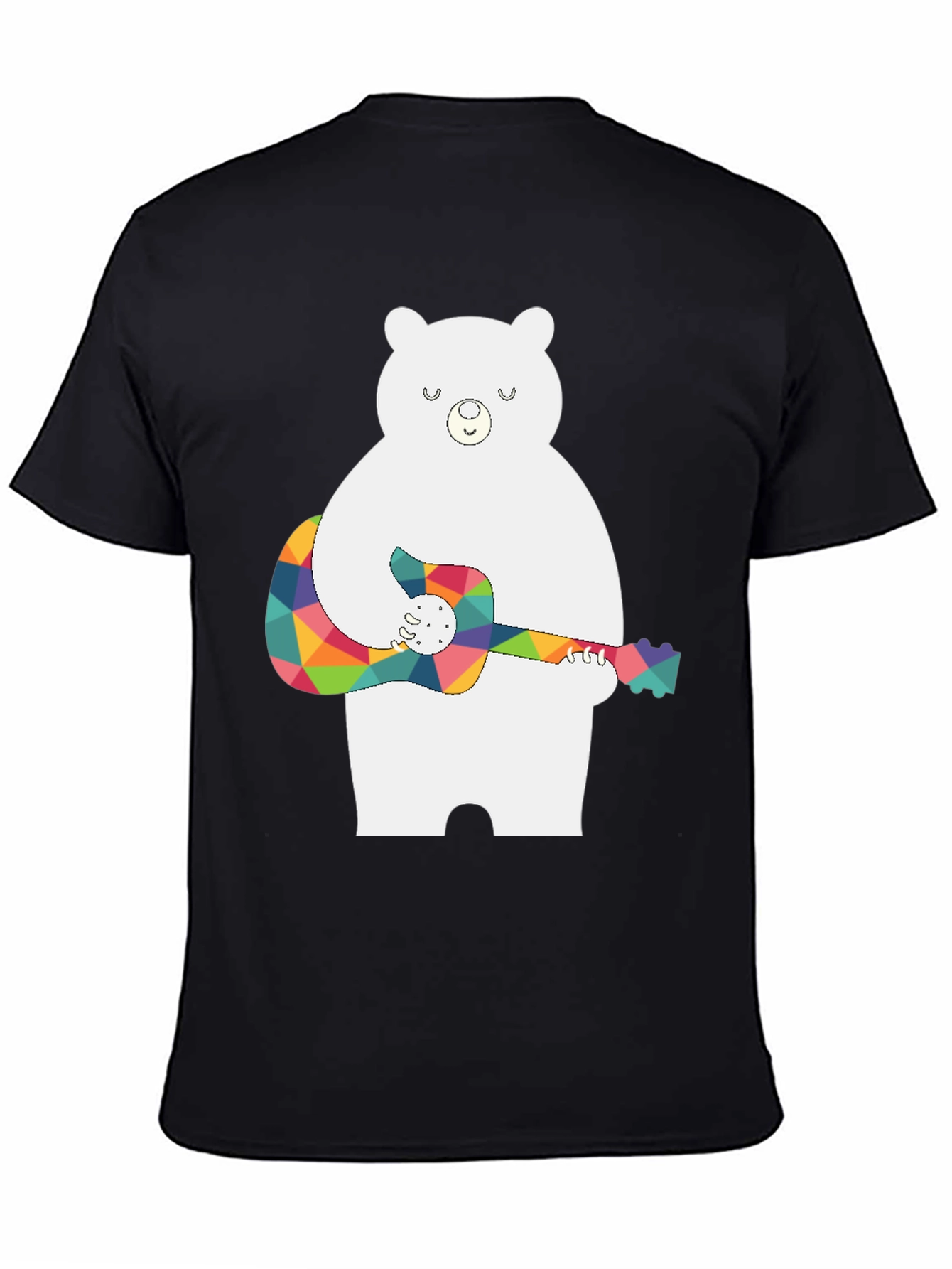 Bear Playing Guitar Black T-Shirt