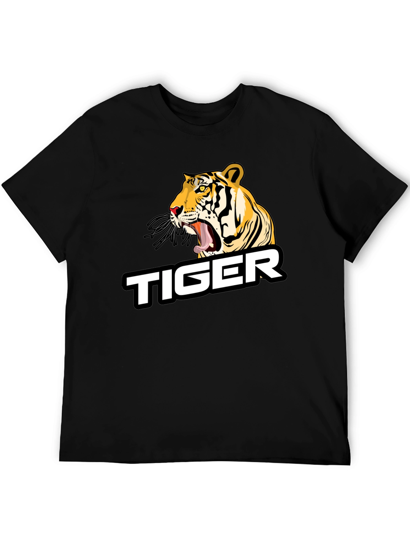 Roaring Tiger Graphic Tee - Black Cotton Blend