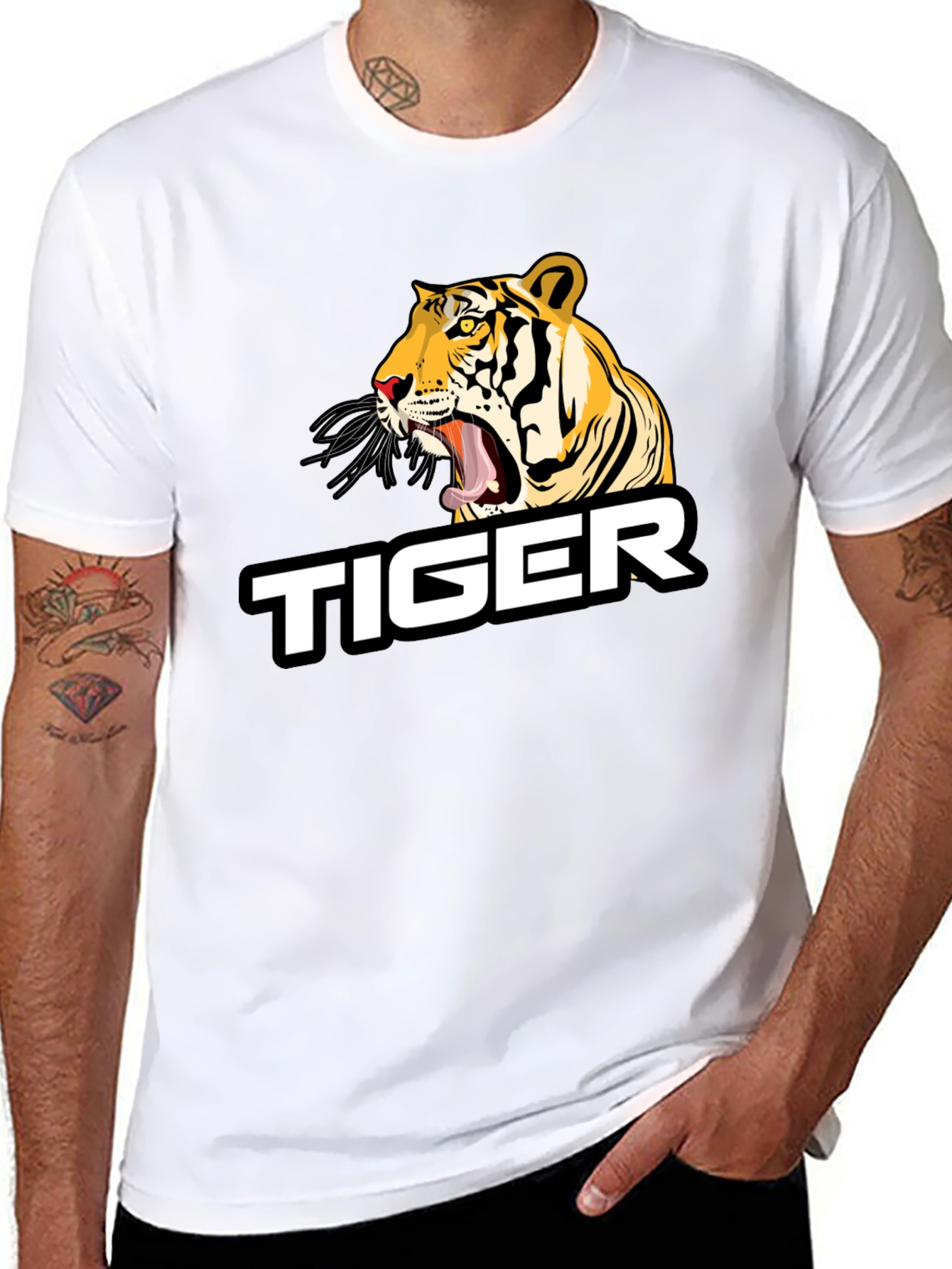 Roaring Tiger Graphic Tee - Black Cotton Blend
