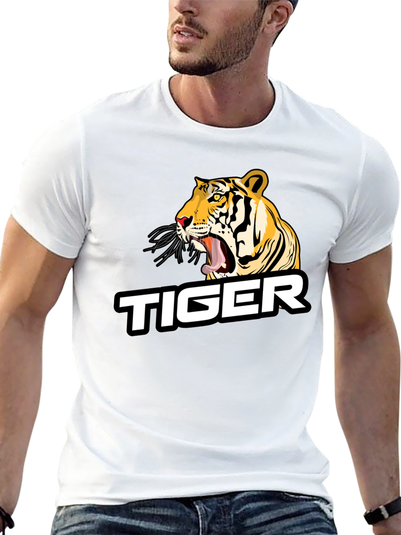Roaring Tiger Graphic Tee - Black Cotton Blend
