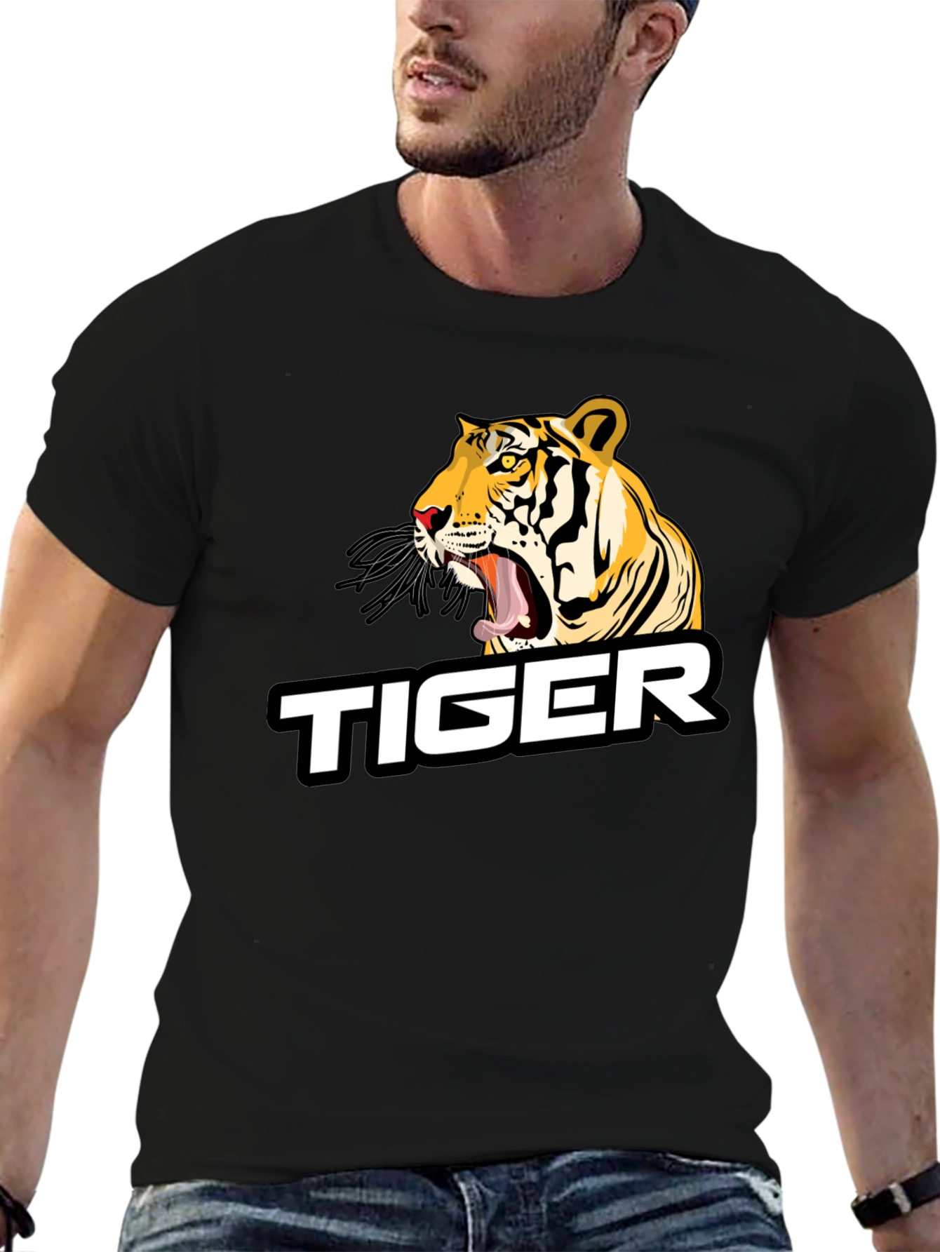 Roaring Tiger Graphic Tee - Black Cotton Blend