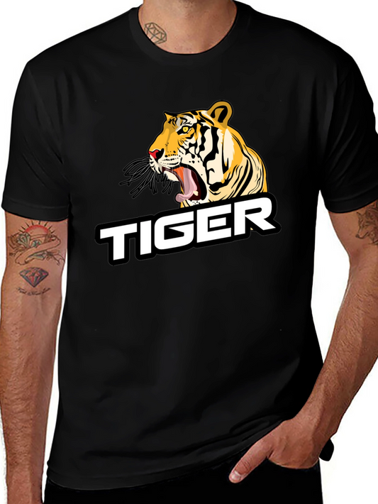Roaring Tiger Graphic Tee - Black Cotton Blend