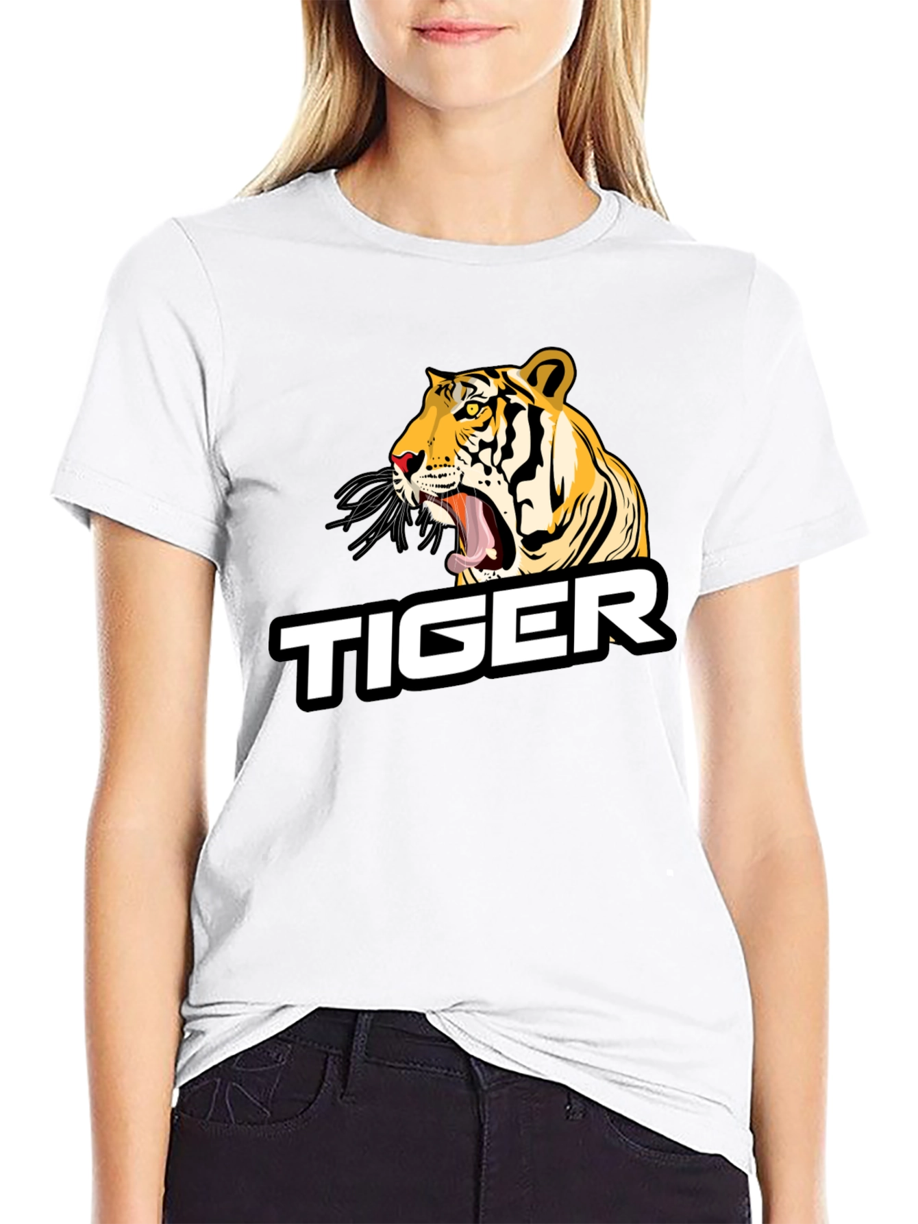 Roaring Tiger Graphic Tee - Black Cotton Blend