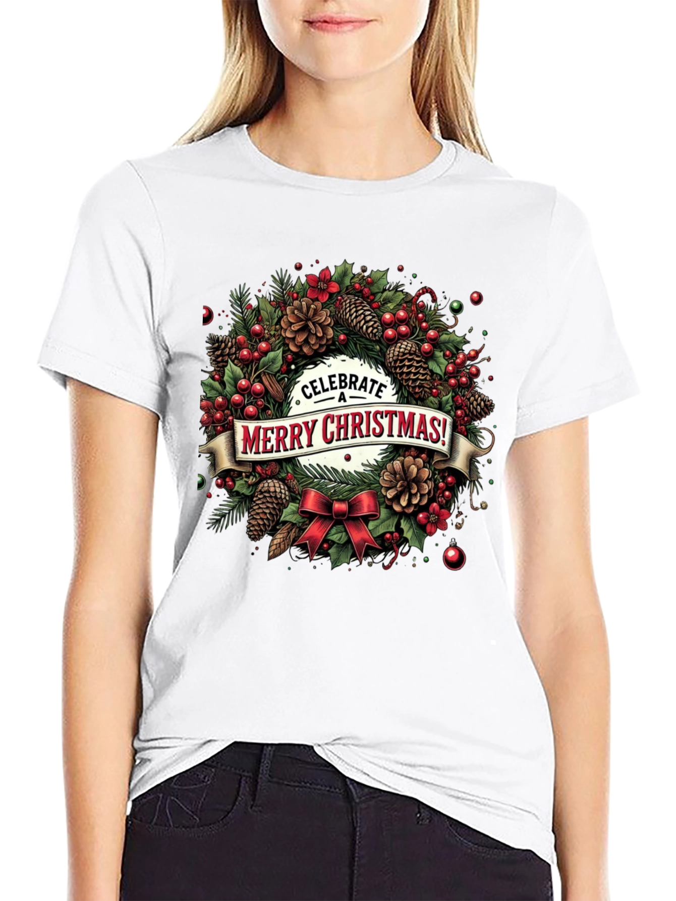 Merry Christmas Wreath T-Shirt
