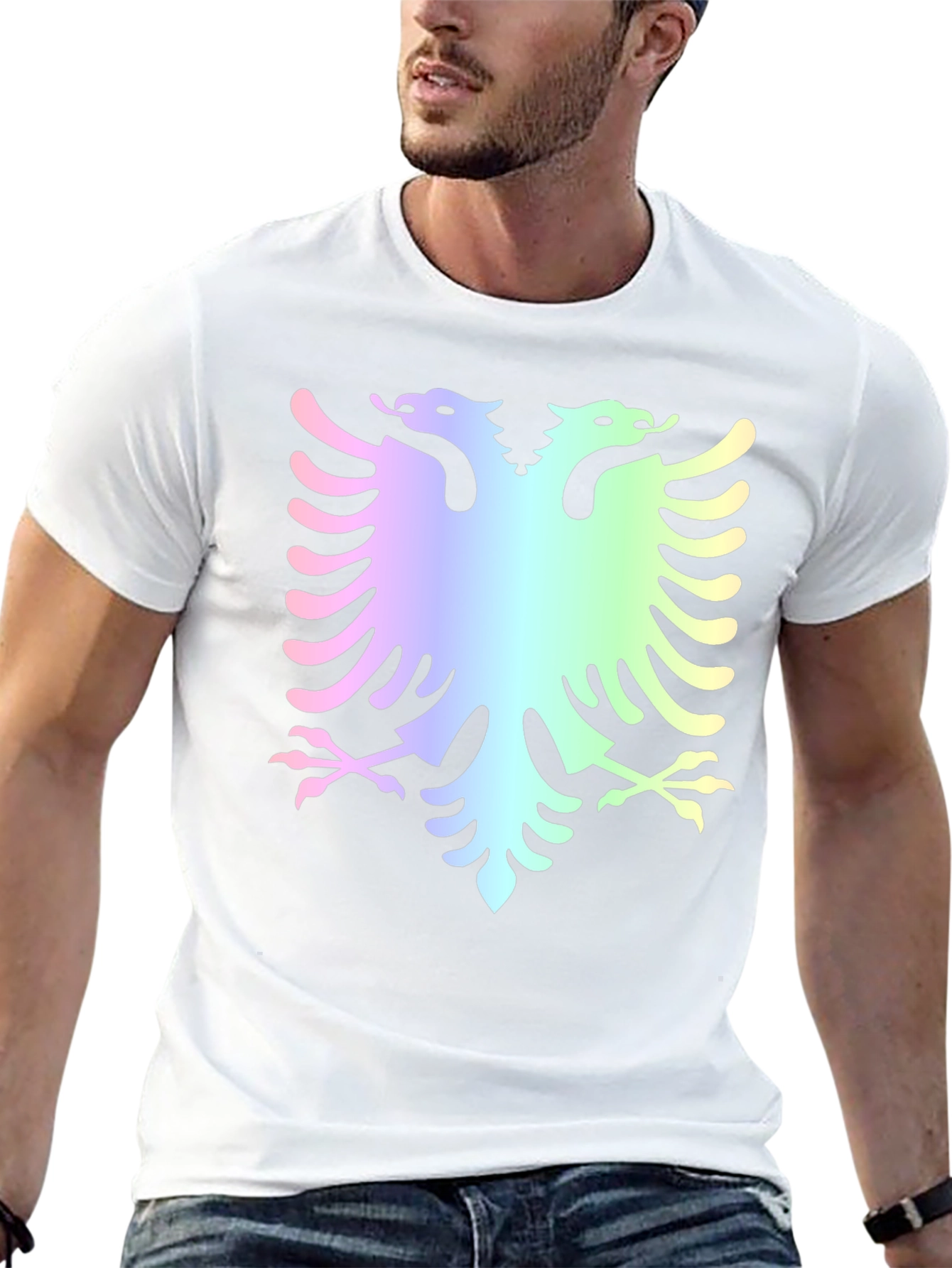 Albanian Eagle Graphic Tee - Rainbow Design