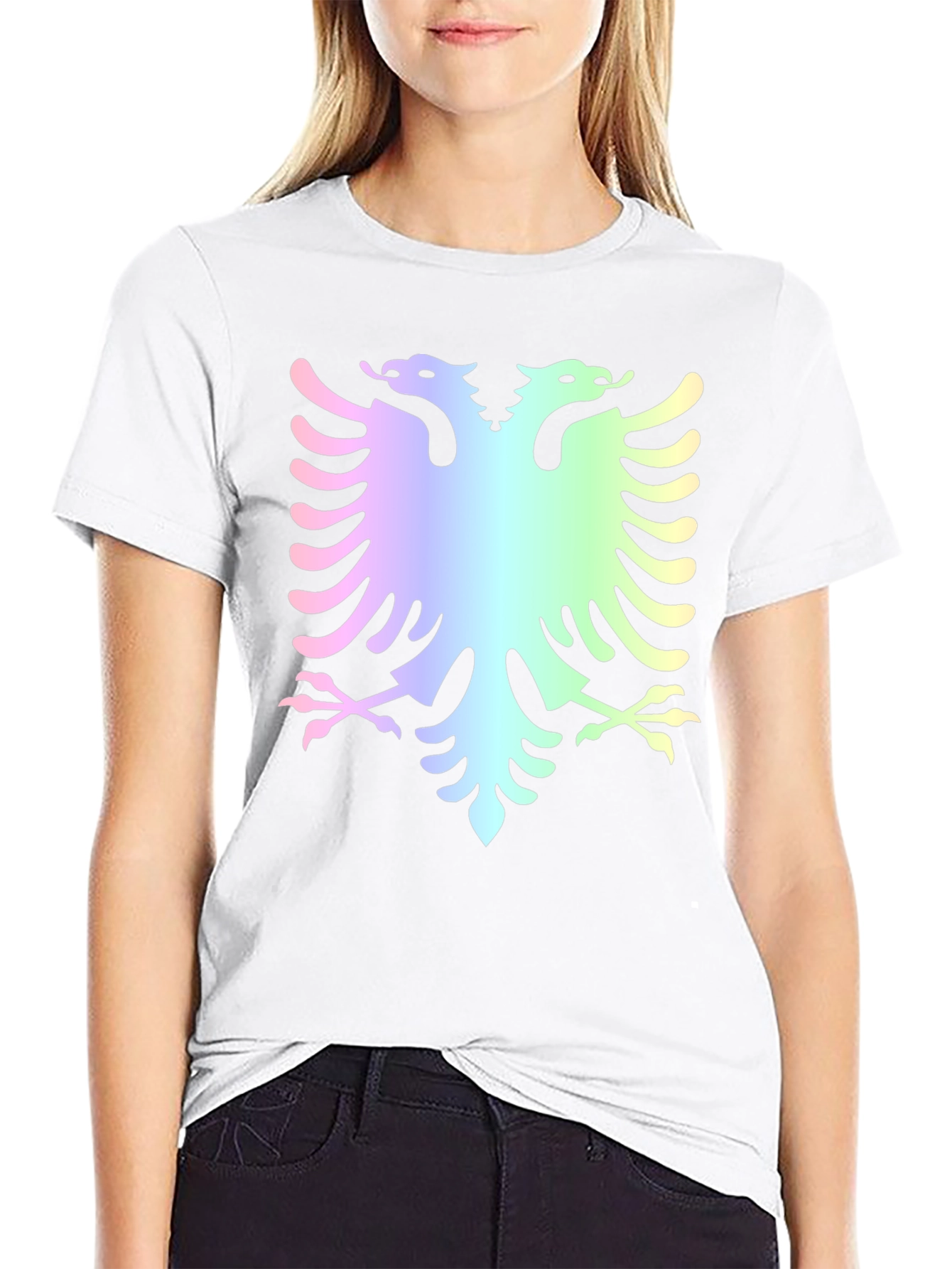 Albanian Eagle Graphic Tee - Rainbow Design