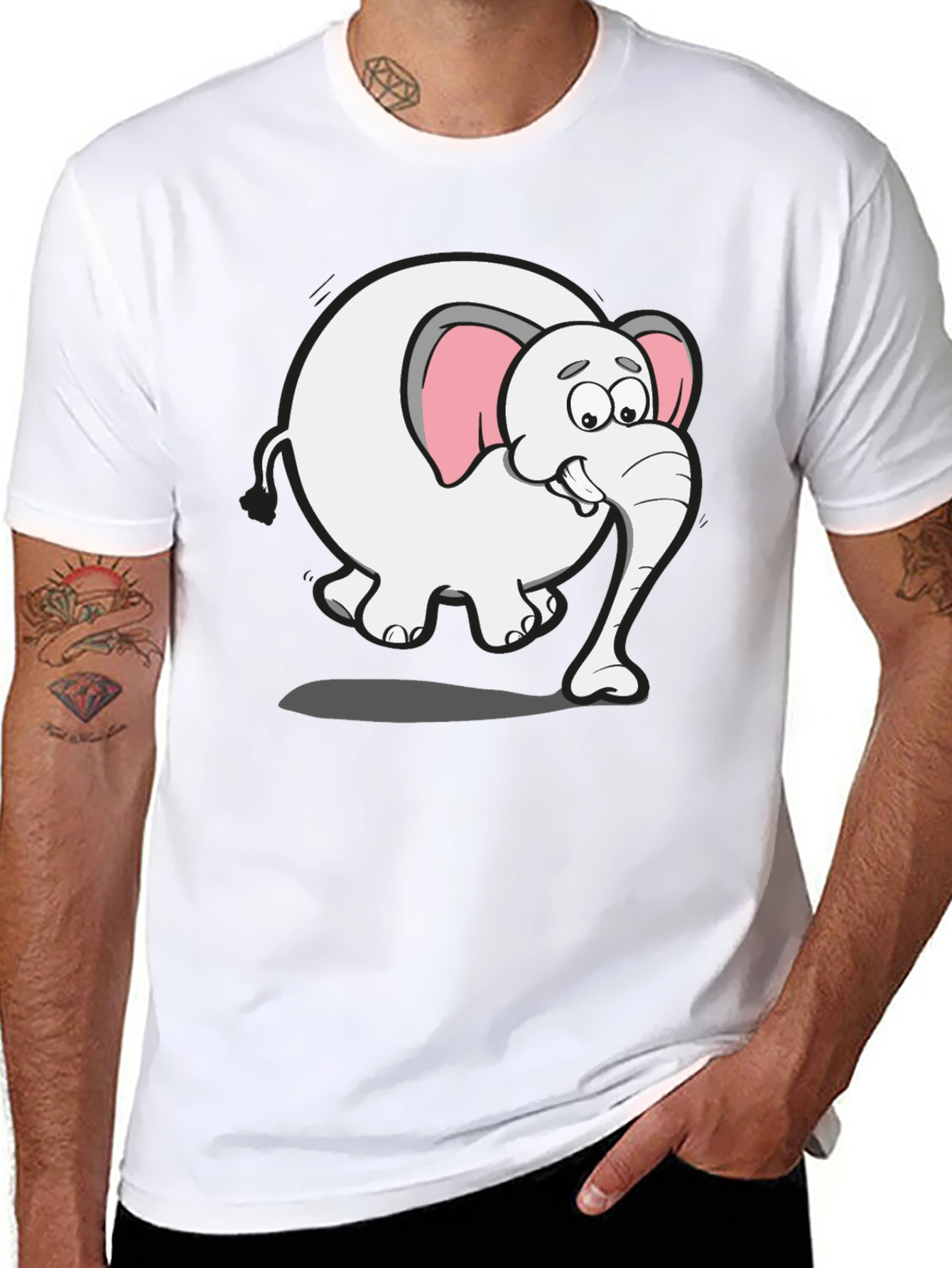 Cartoon Elephant Graphic Tee - Fun Animal Shirt
