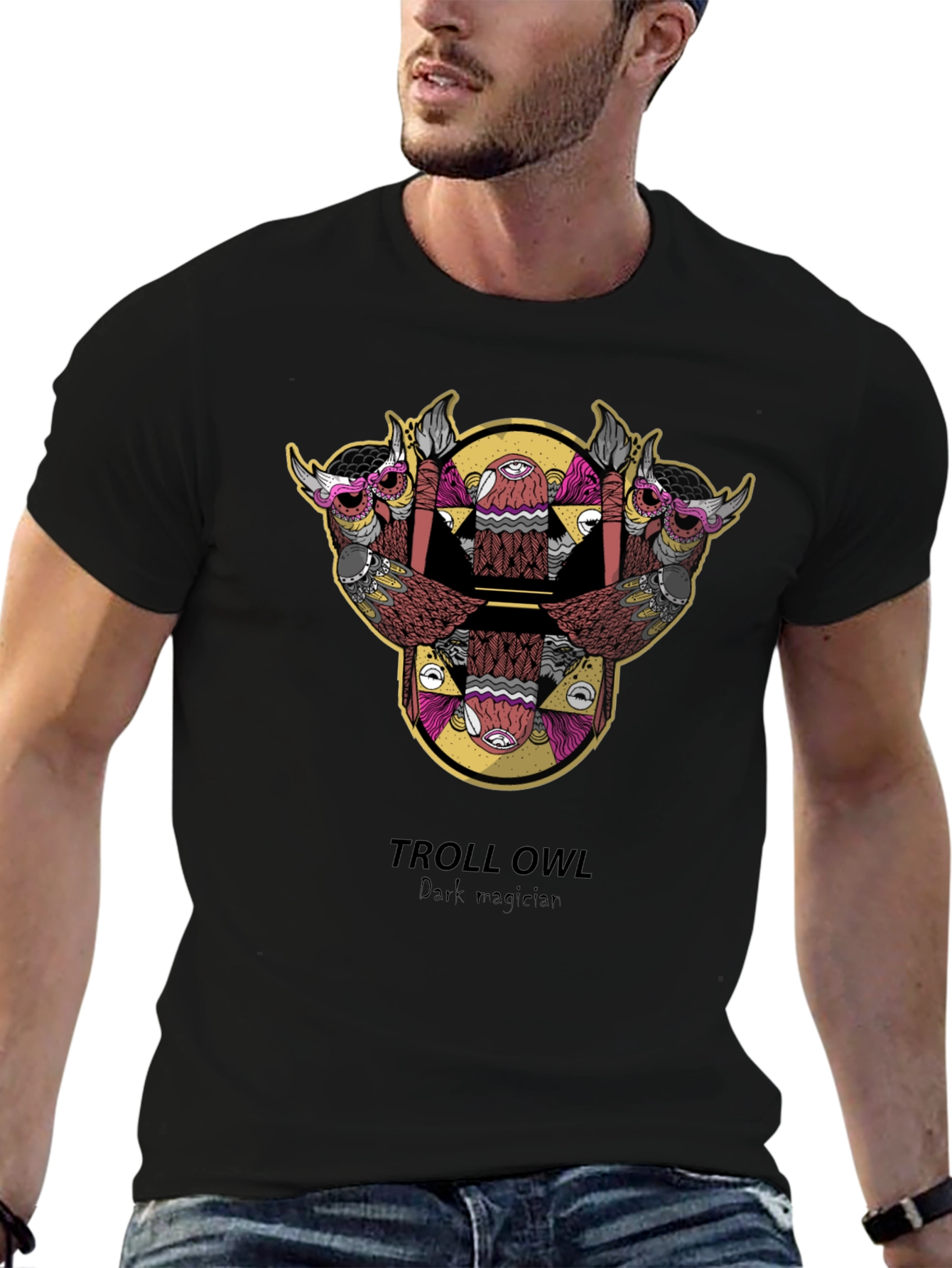 Troll Owl Dark Magician Graphic Tee - Black