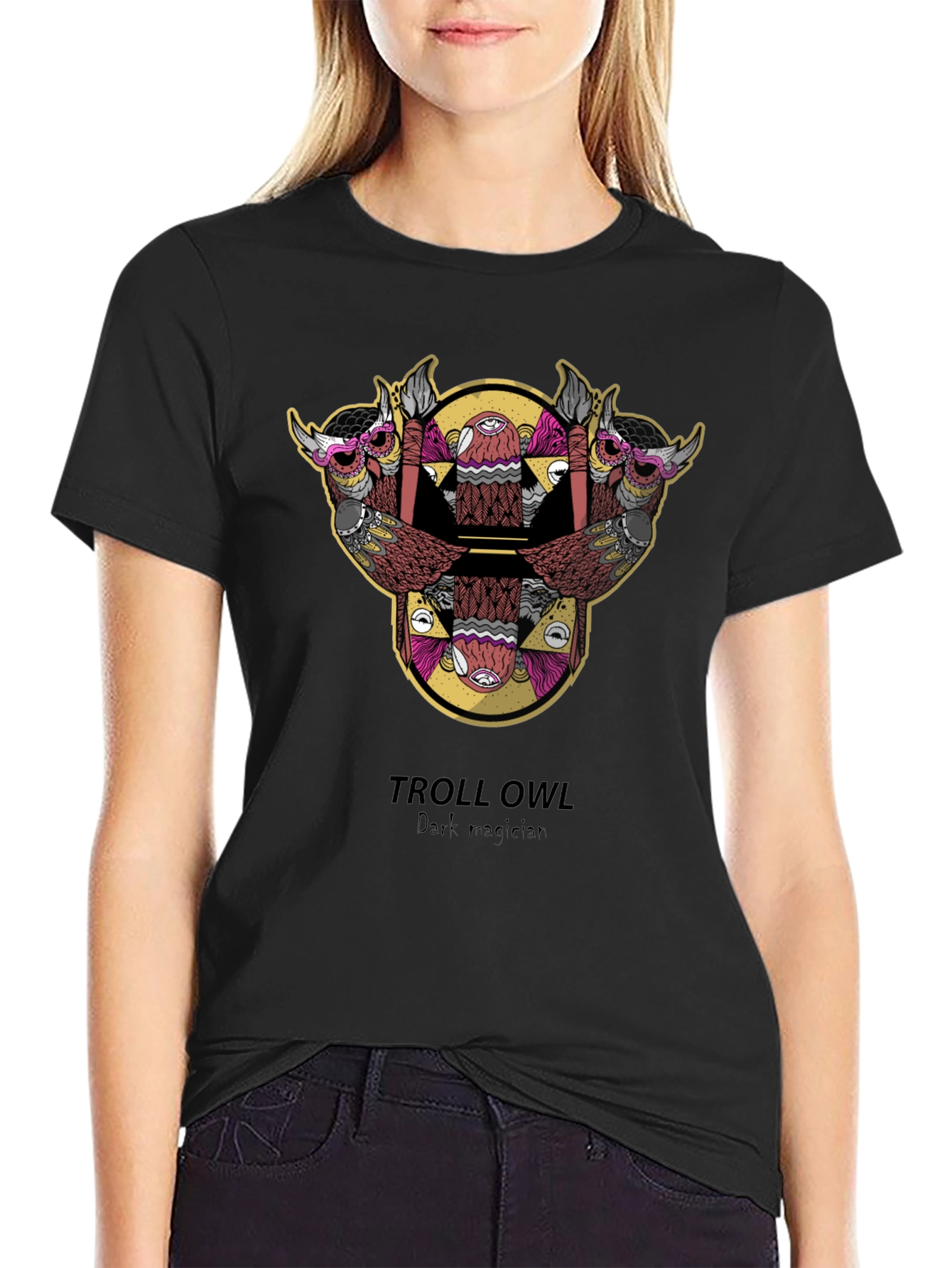 Troll Owl Dark Magician Graphic Tee - Black