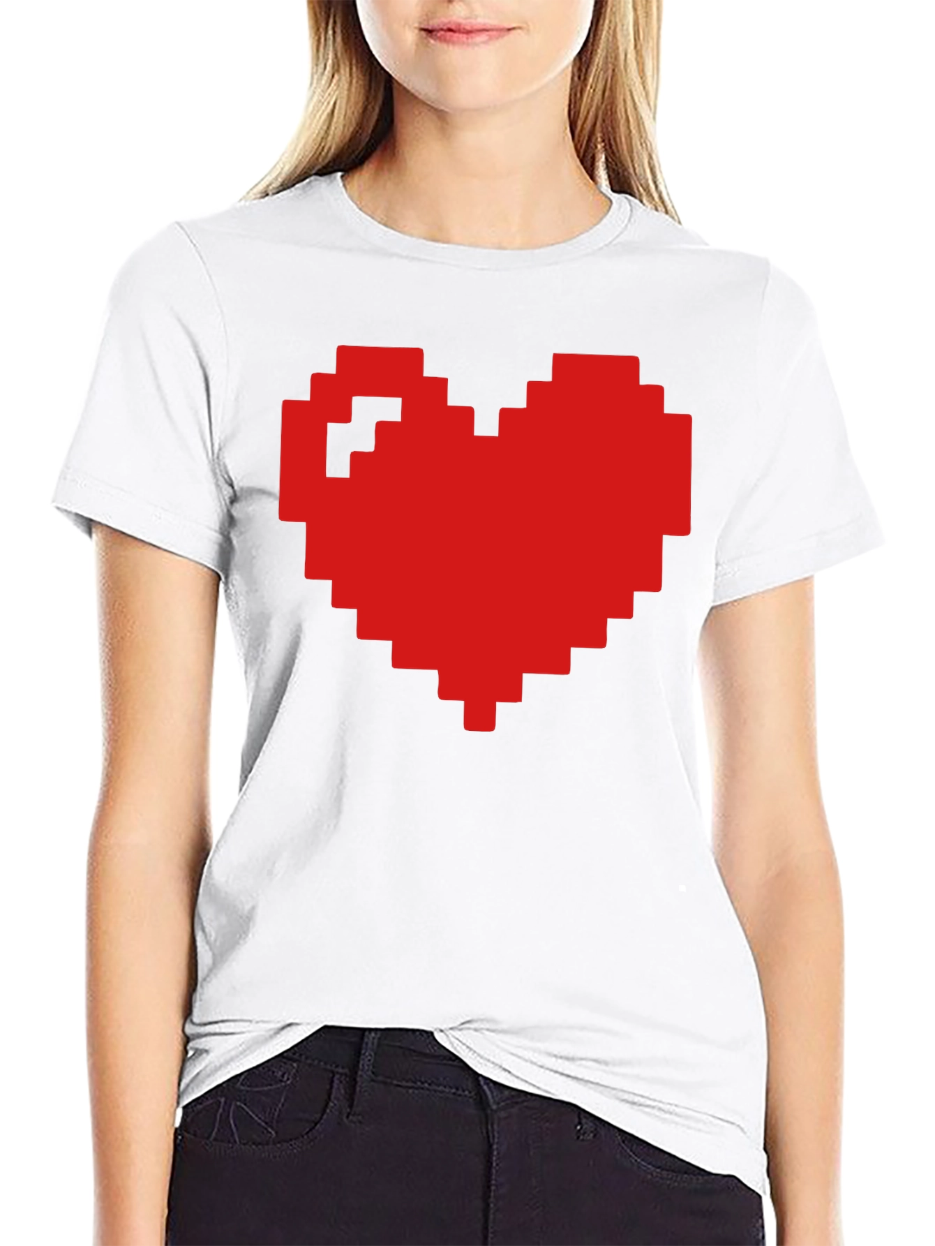 Pixel Heart Graphic T-Shirt - Gamer Style