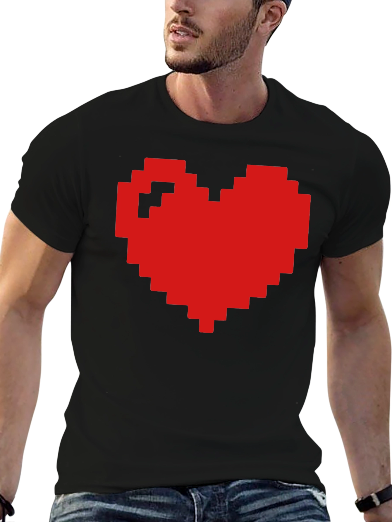 Pixel Heart Graphic T-Shirt - Gamer Style