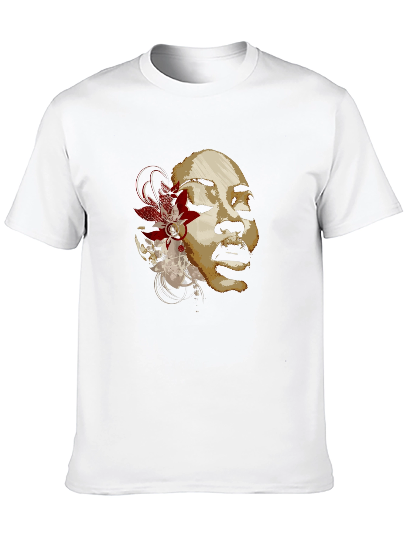 Floral Woman Graphic T-Shirt - Black Cotton Blend