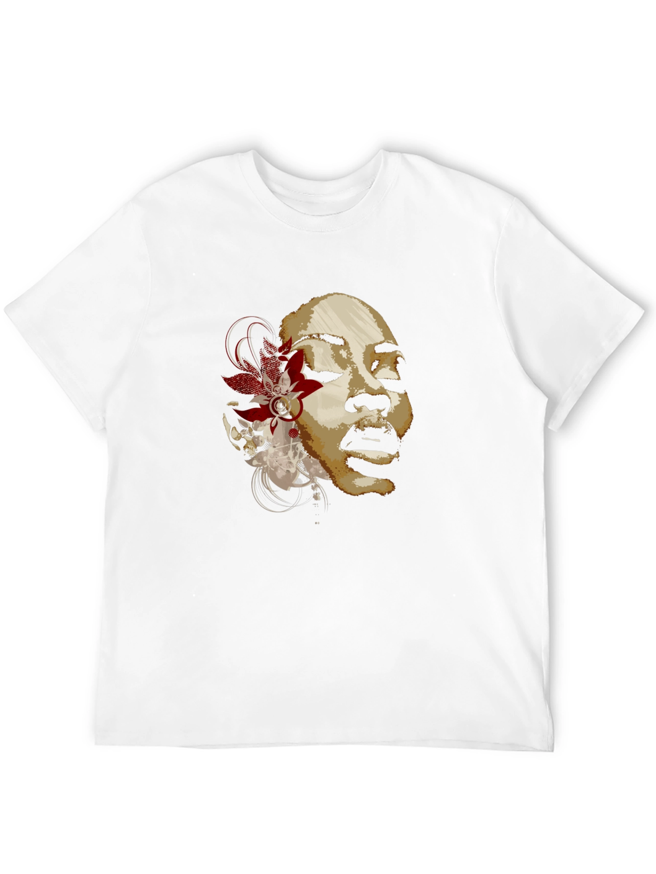 Floral Woman Graphic T-Shirt - Black Cotton Blend