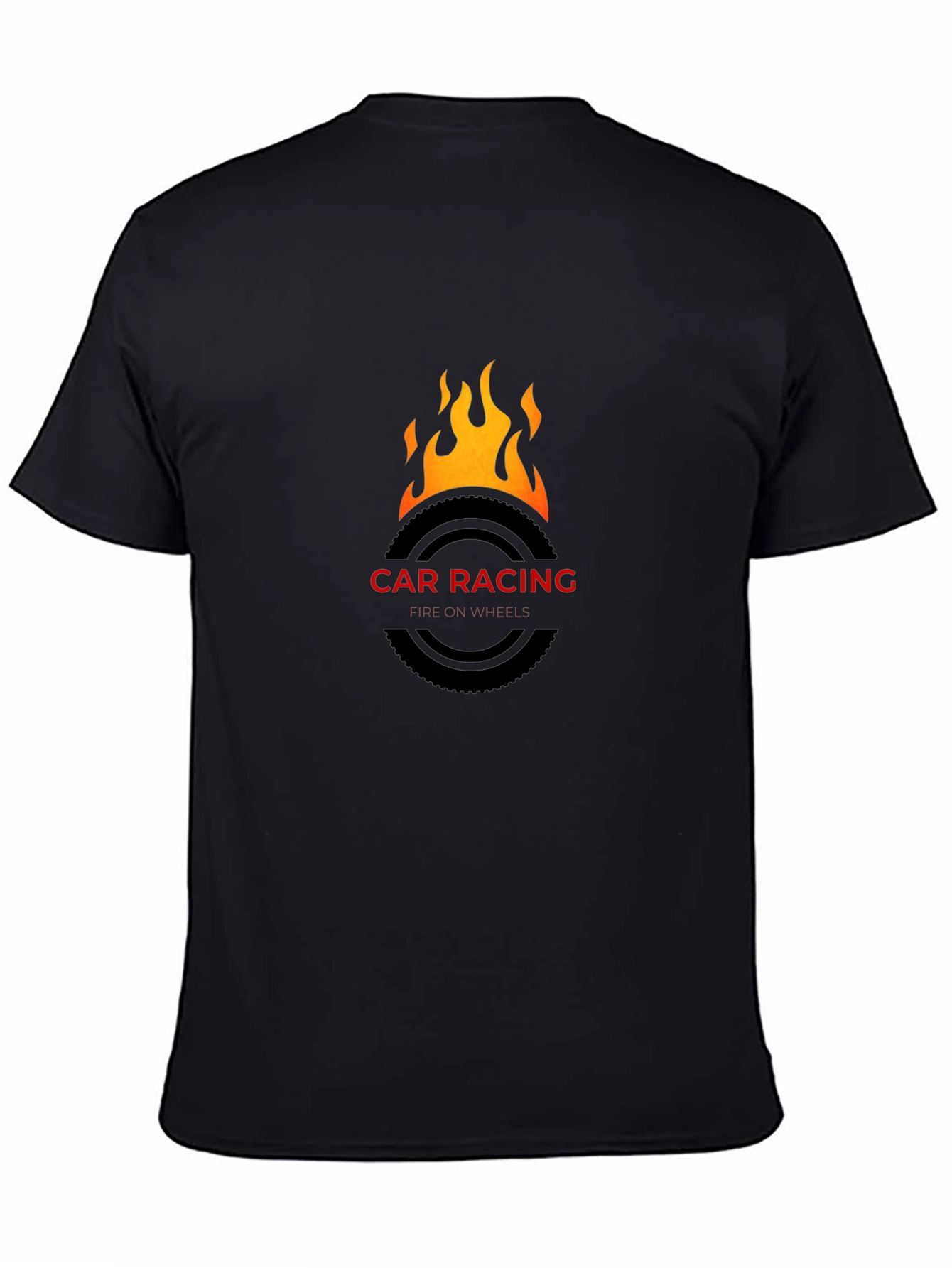 Car Racing Flame T-Shirt - Stylish Black Tee