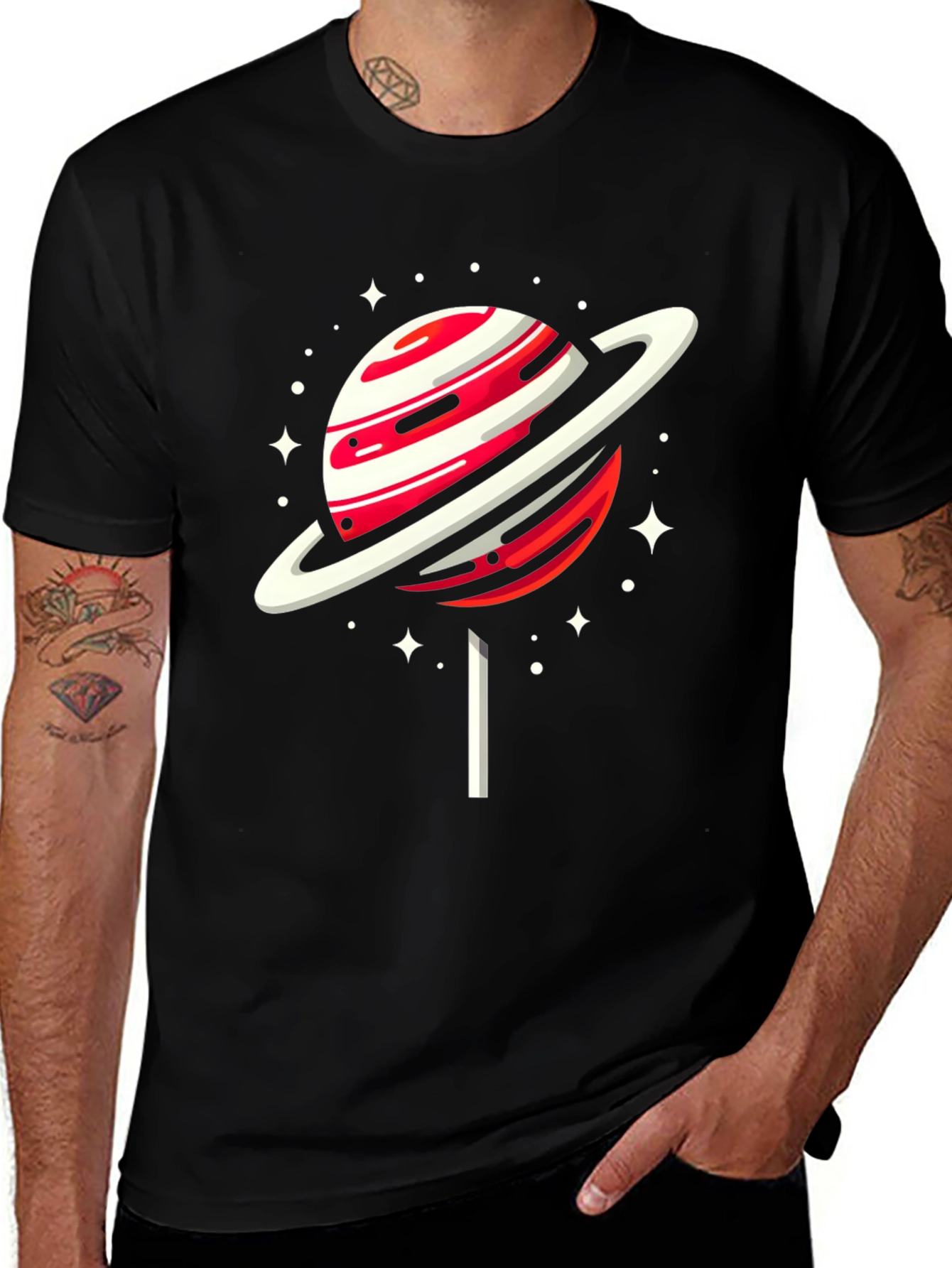 Saturn Lollipop Graphic Tee - Unique Space Design