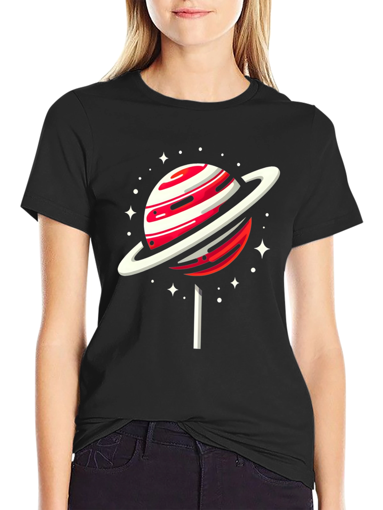 Saturn Lollipop Graphic Tee - Unique Space Design