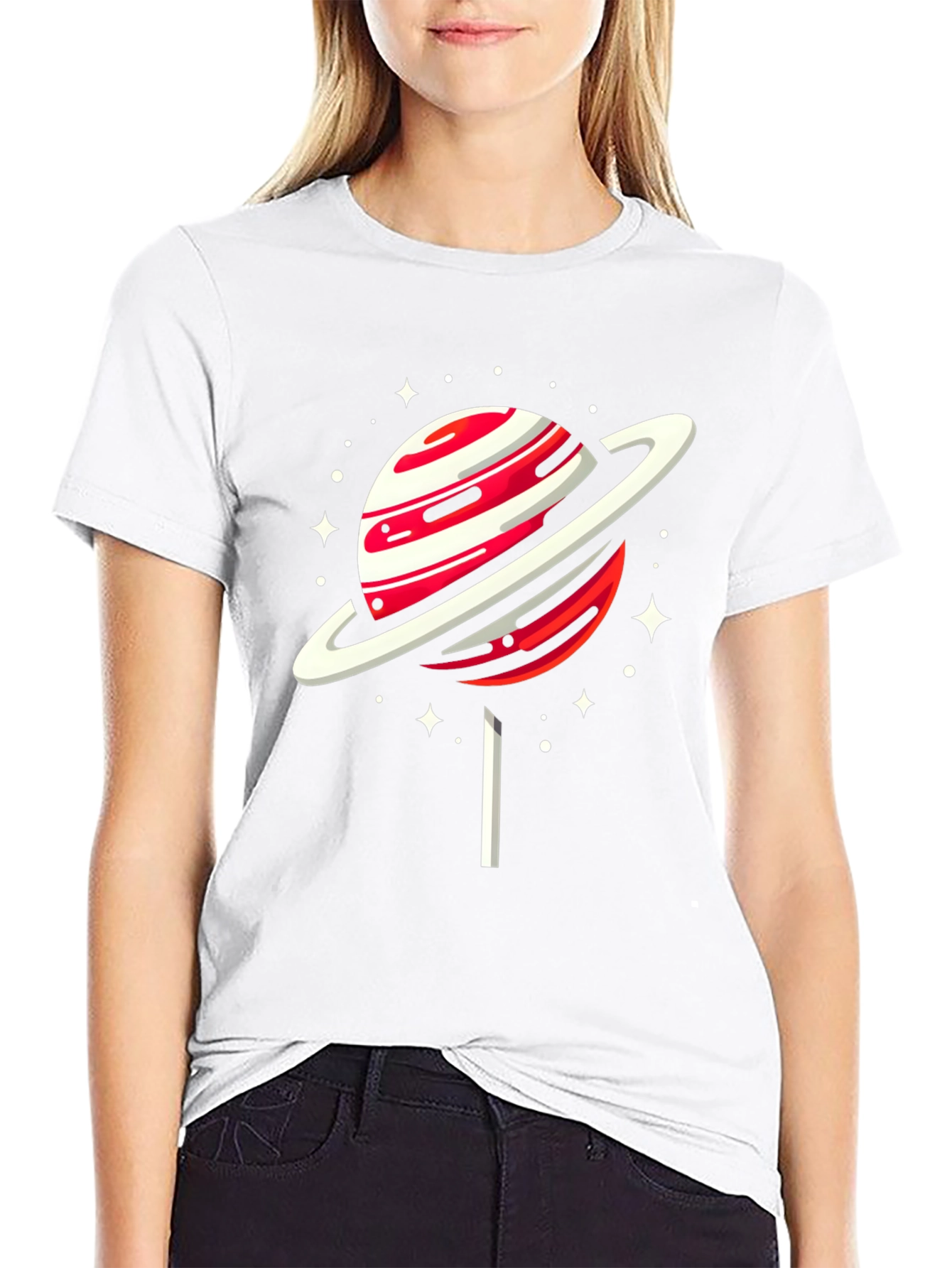 Saturn Lollipop Graphic Tee - Unique Space Design
