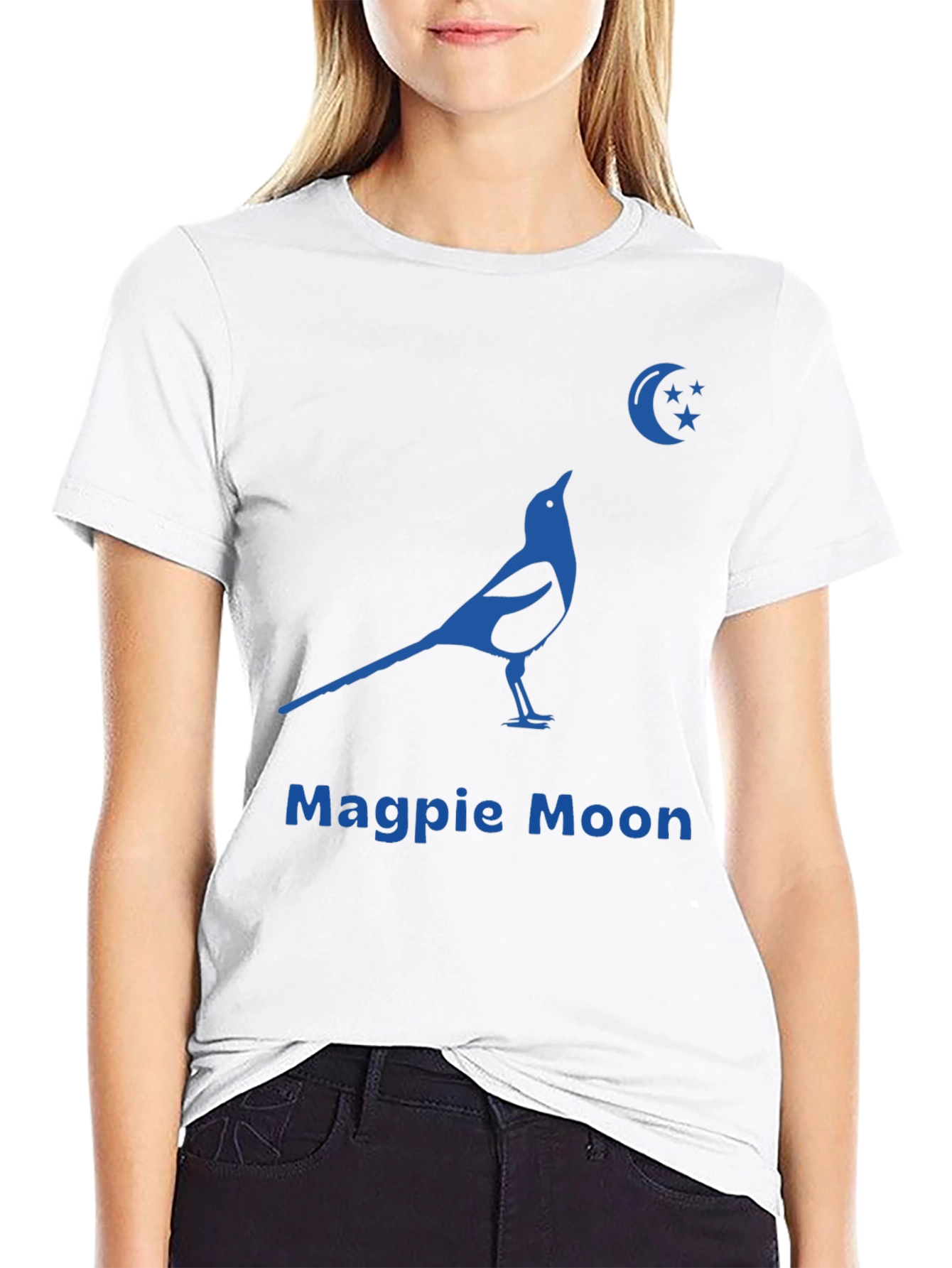 Magpie Moon Graphic Tee - Black Cotton Blend