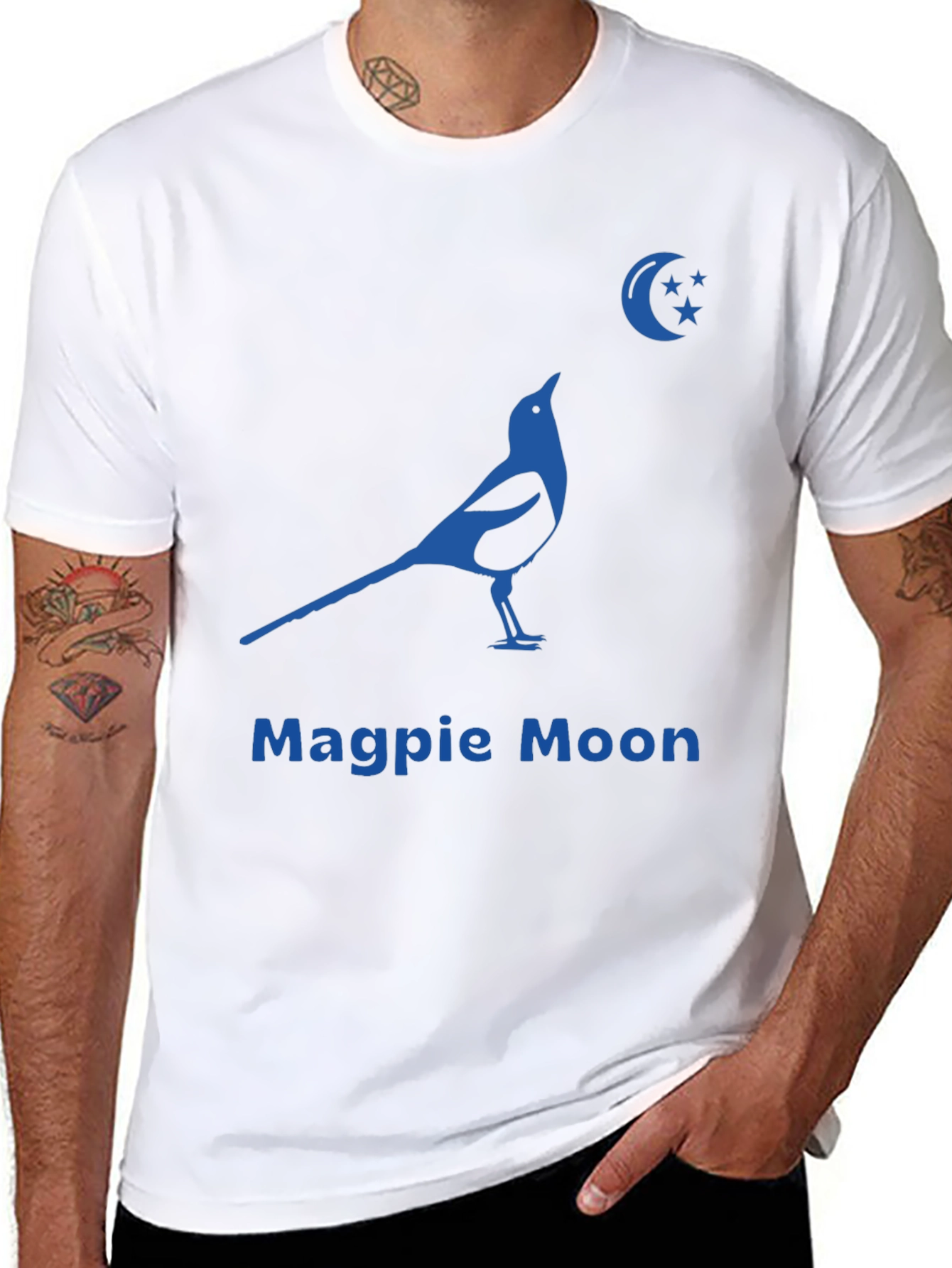 Magpie Moon Graphic Tee - Black Cotton Blend