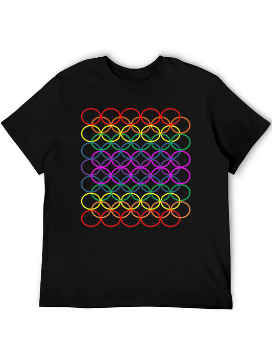 Rainbow Circle Pattern Black T-Shirt