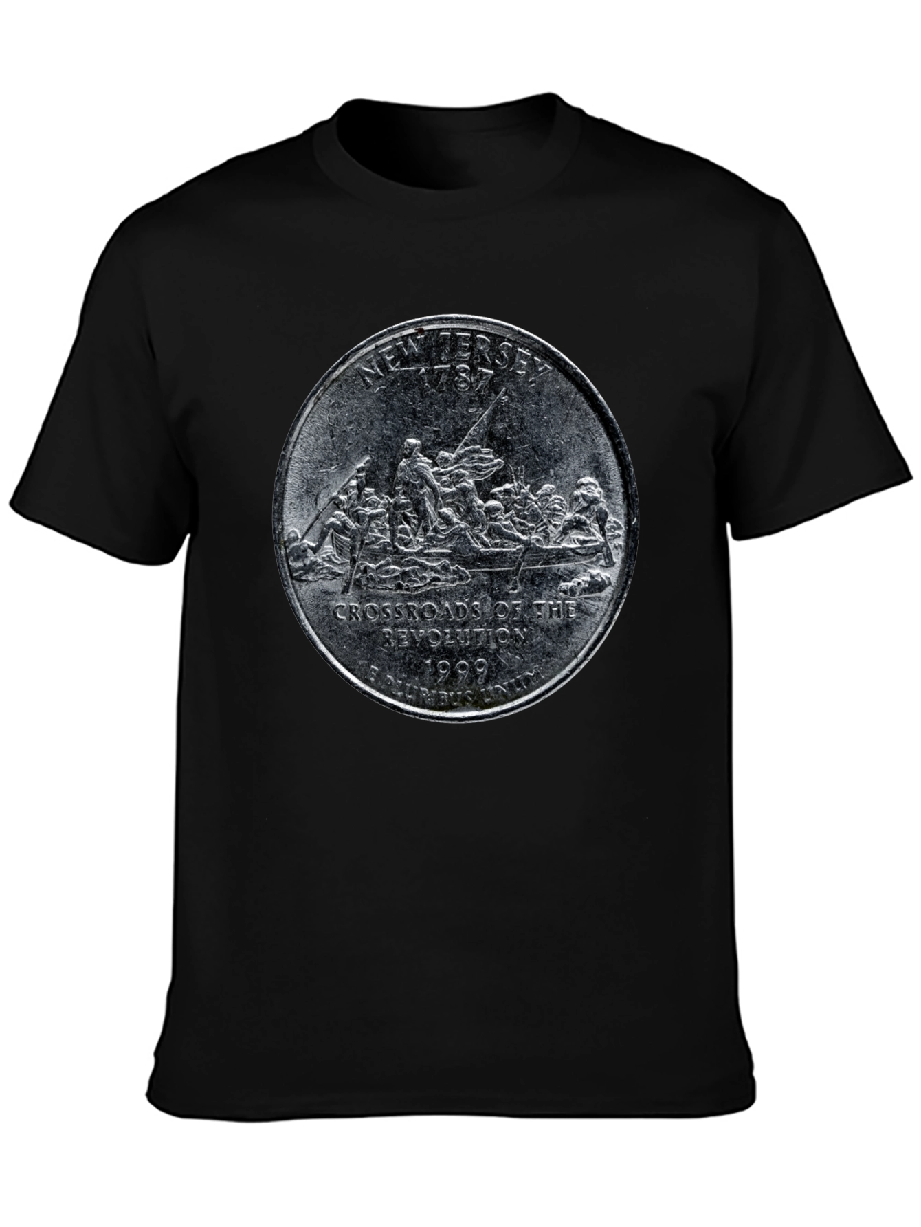 New Jersey State Quarter Graphic Black T-Shirt