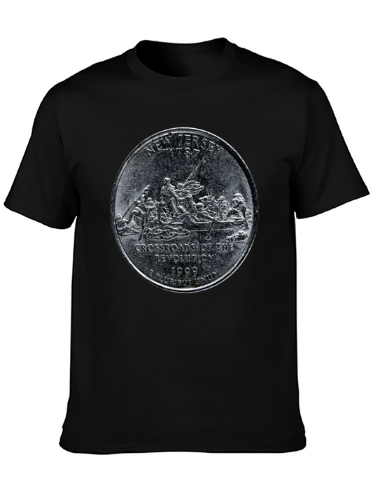 New Jersey State Quarter Graphic Black T-Shirt