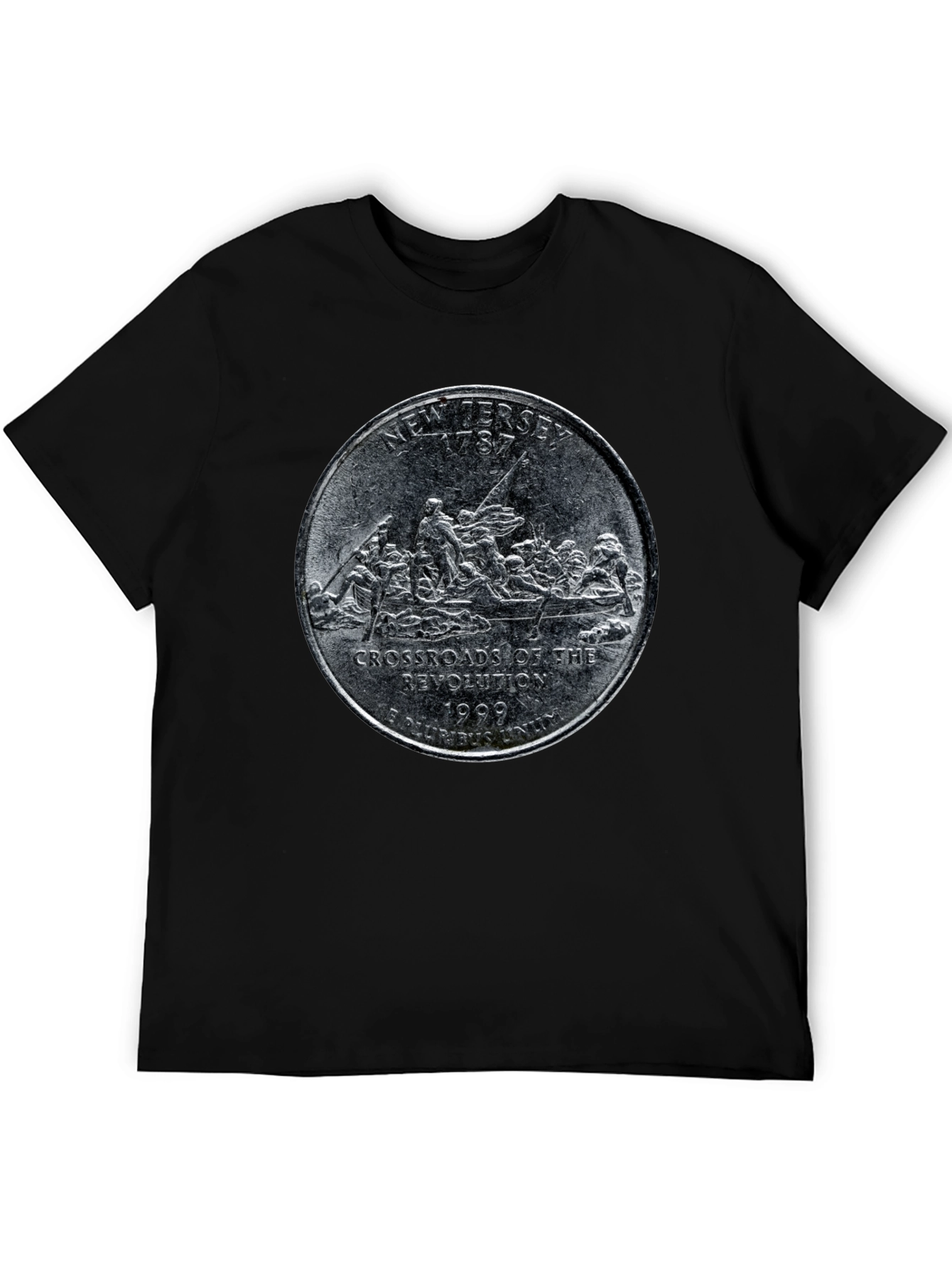 New Jersey State Quarter Graphic Black T-Shirt