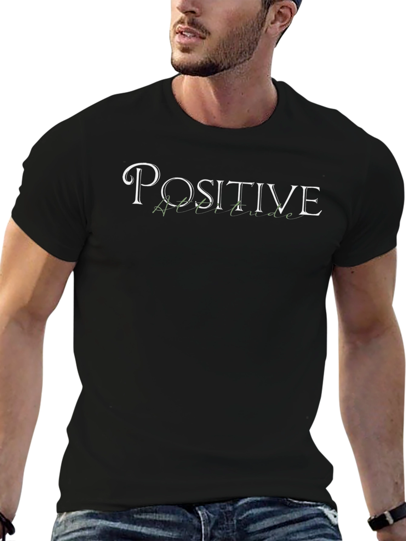 Positive Attitude Graphic T-Shirt - Black