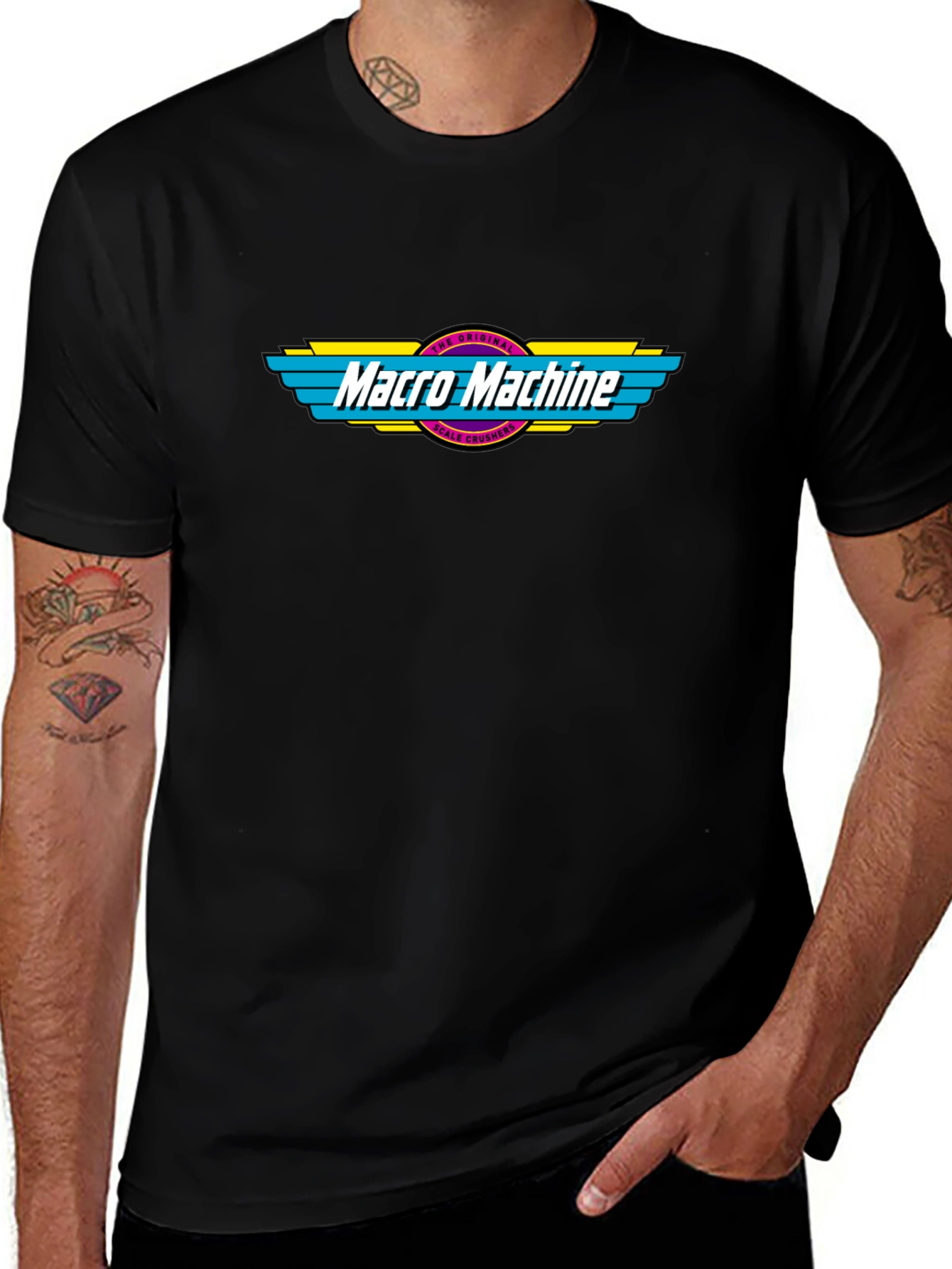 Macro Machine Graphic T-Shirt - Black Cotton