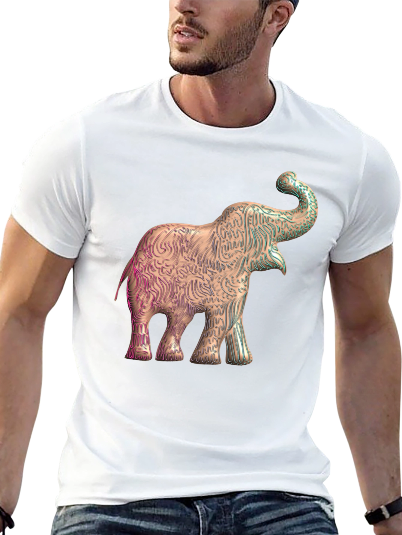 Elephant Graphic Print Tee - Stylish Mens Black T-Shirt