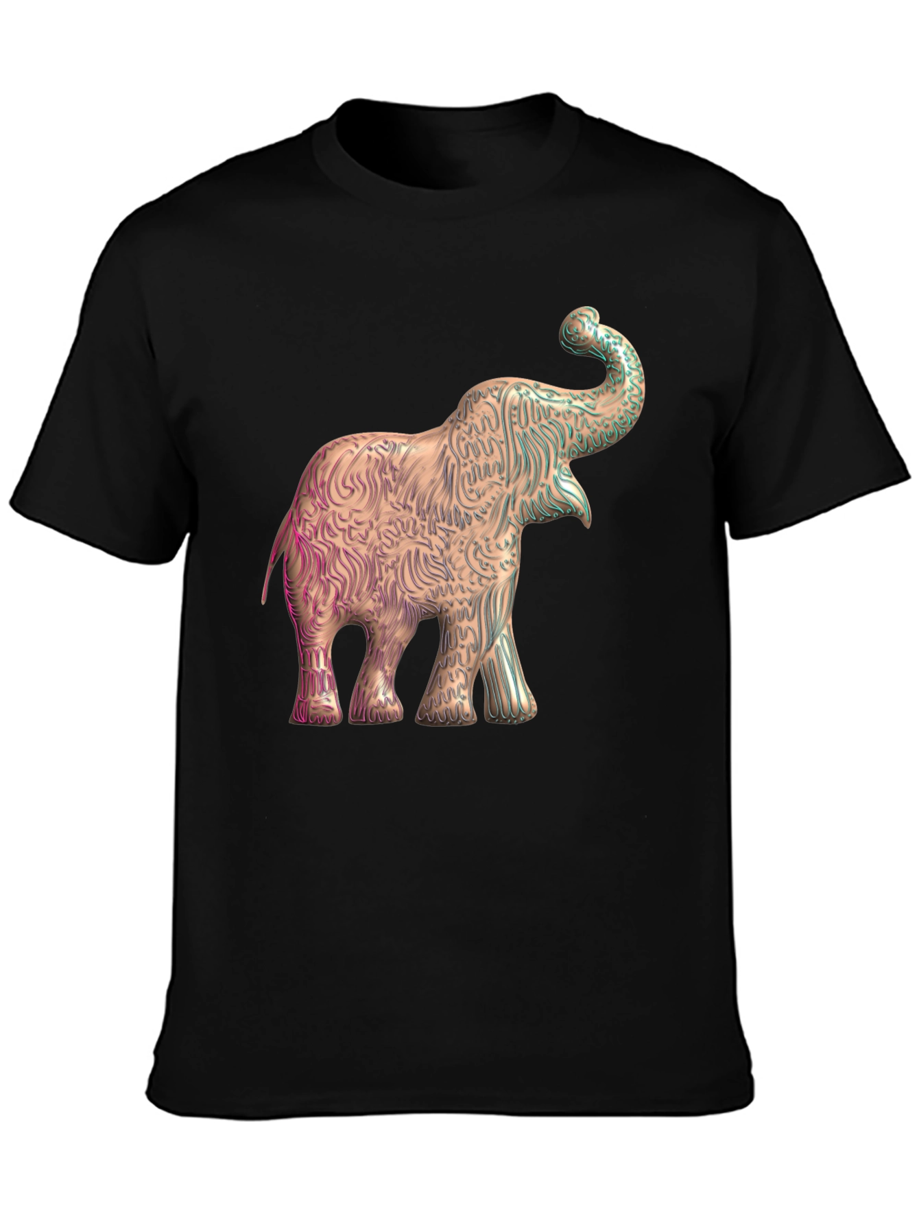 Elephant Graphic Print Tee - Stylish Mens Black T-Shirt
