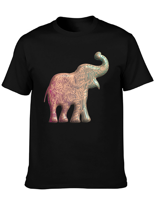 Elephant Graphic Print Tee - Stylish Mens Black T-Shirt