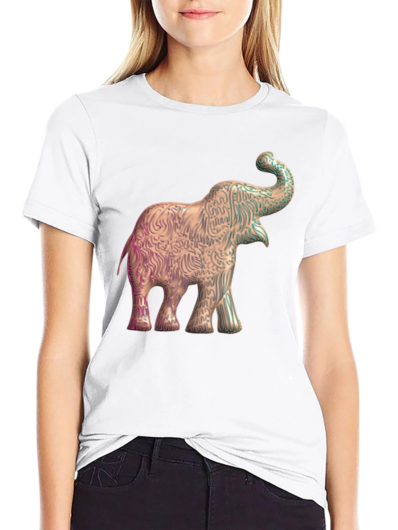 Elephant Graphic Print Tee - Stylish Mens Black T-Shirt