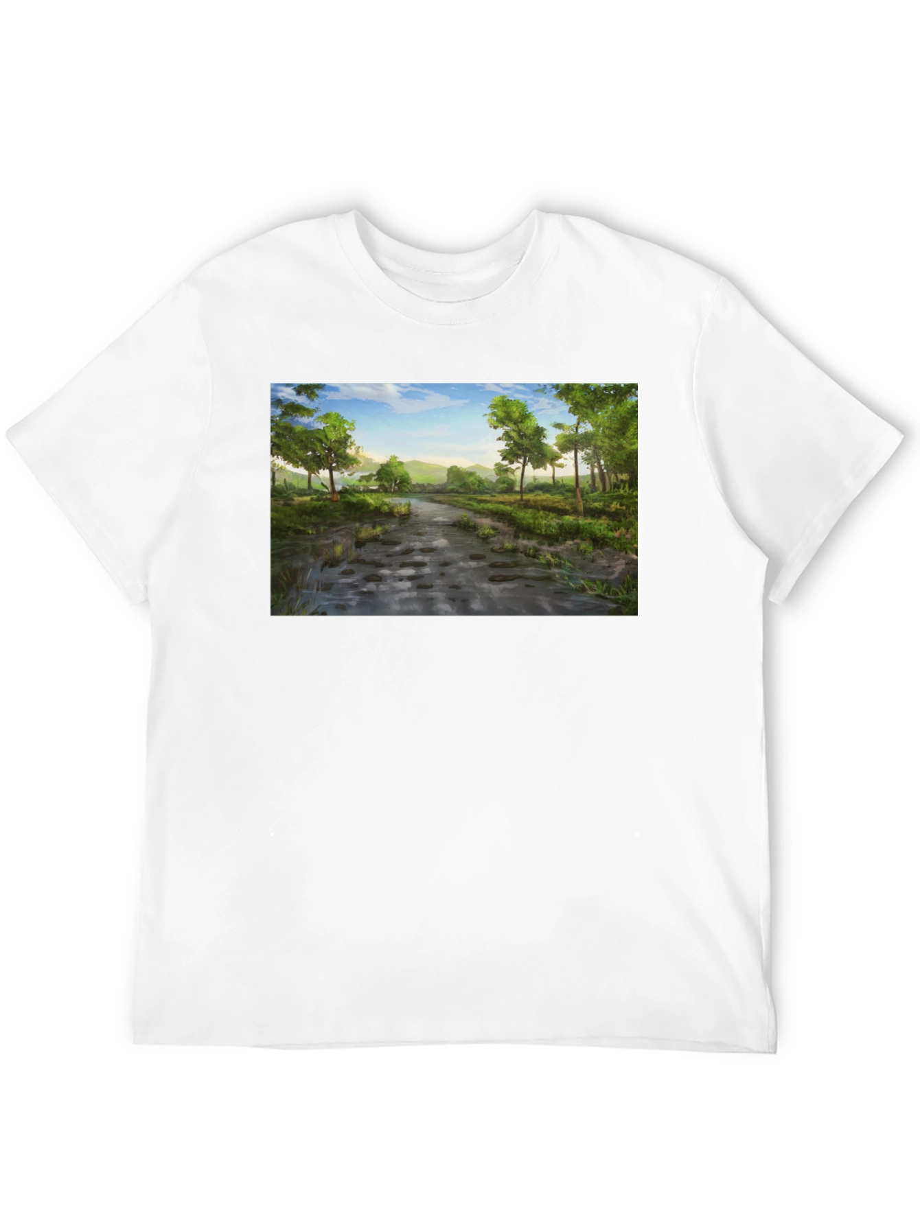 Nature Path Graphic Tee - Soft Black Cotton Shirt