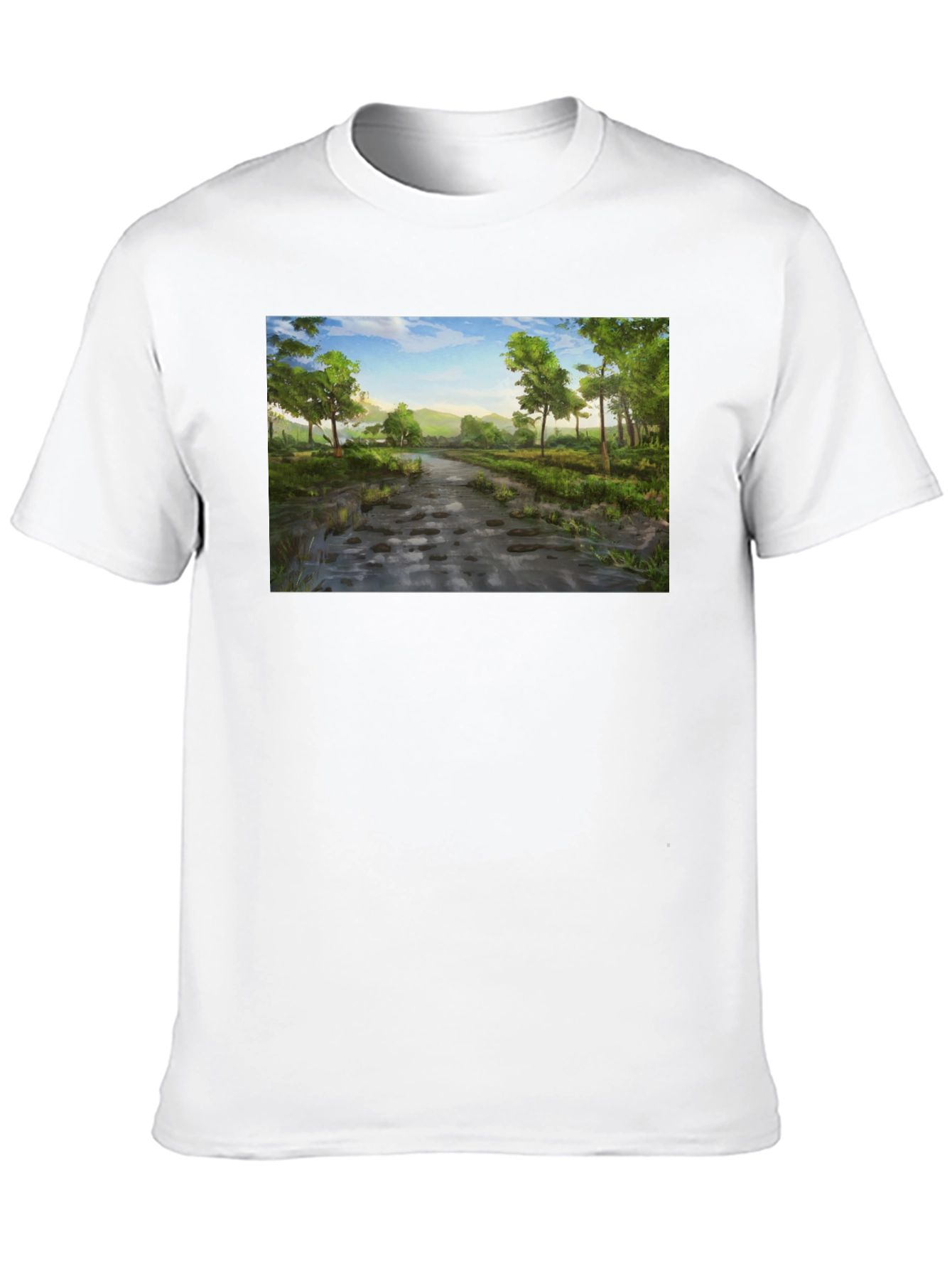 Nature Path Graphic Tee - Soft Black Cotton Shirt