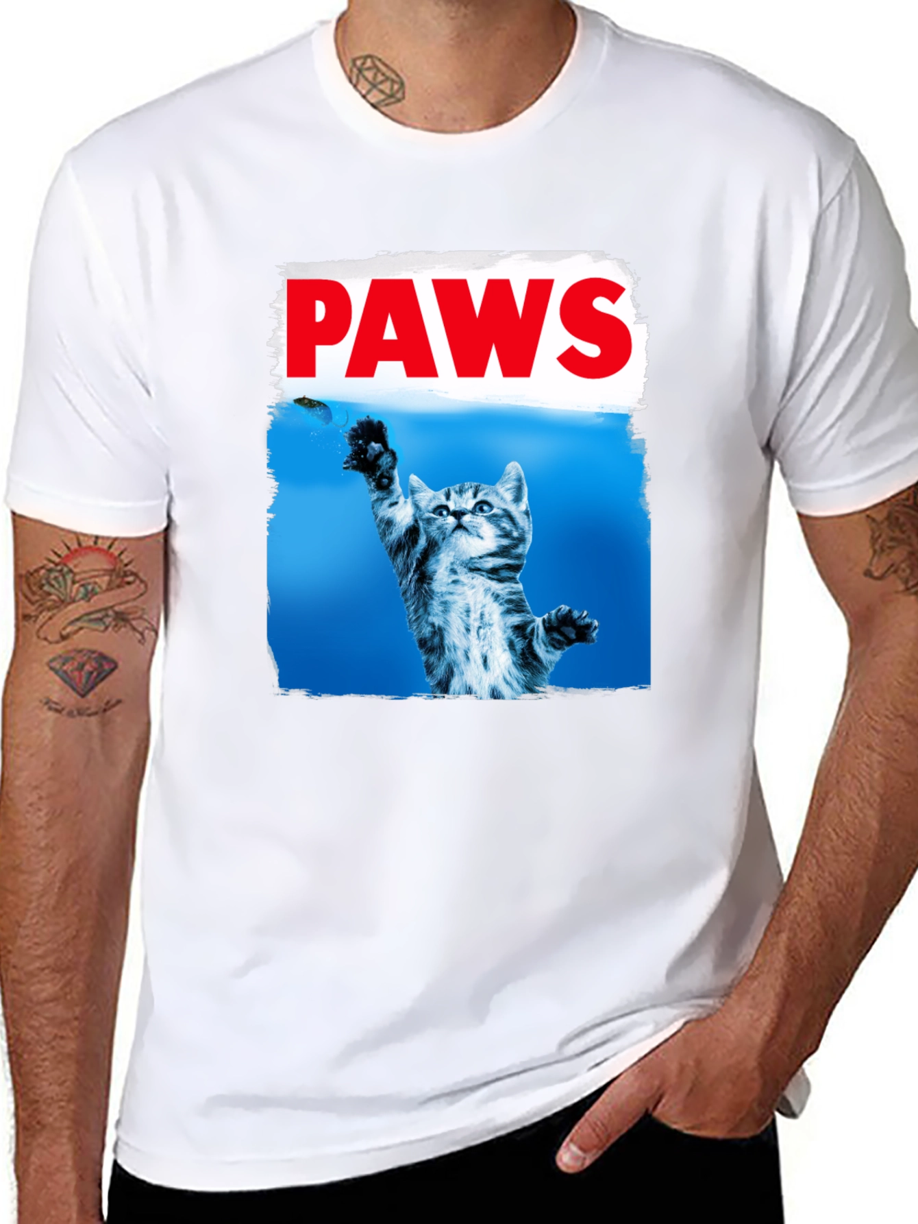 PAWS Cat T-Shirt - Funny Novelty Tee