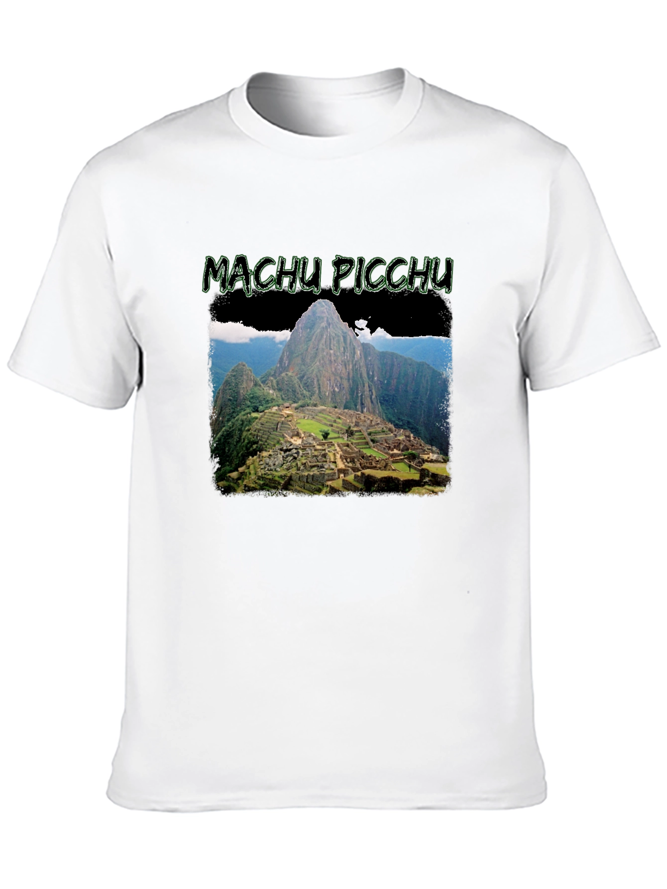 Machu Picchu Graphic Print Black T-Shirt